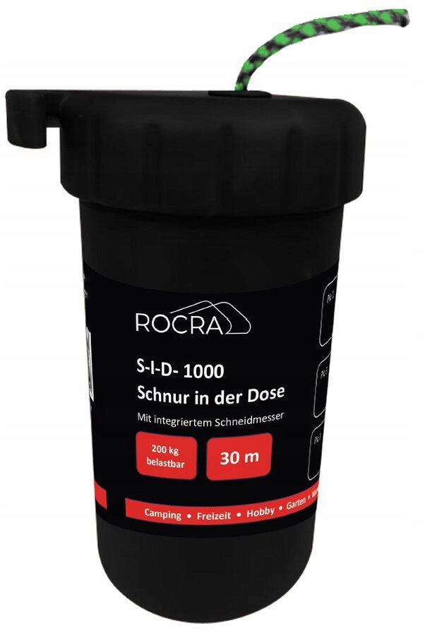 ROPE IN DISPENSER CORD 30M WITH KNIFE 200KG POLYESTER UNIVERSAL SURVIVAL