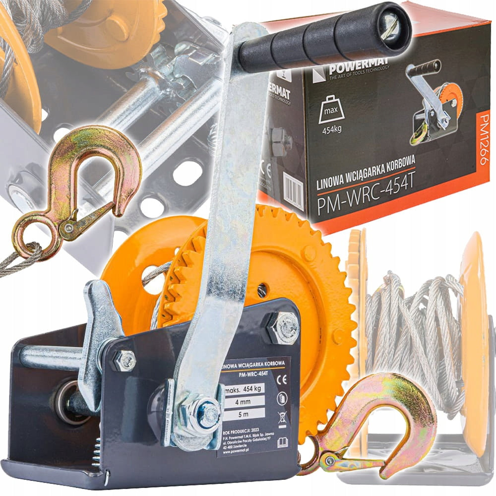ROPE WINCH HAND CRANK WINCH 454KG 5M PER CRANK