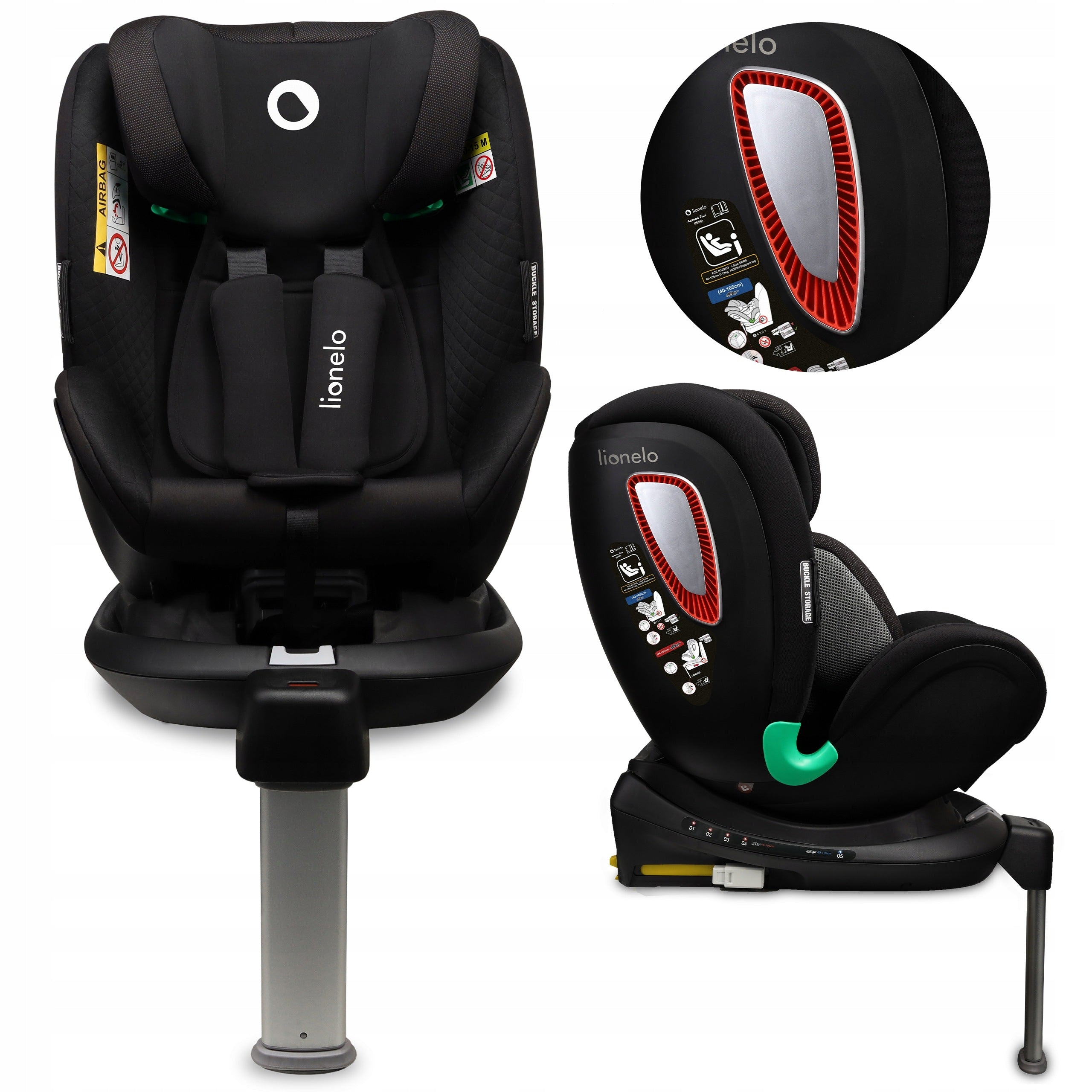 ROTARY CAR SEAT 360° ADAC CERTIFIED 0-18kg LIONELO ANTOON