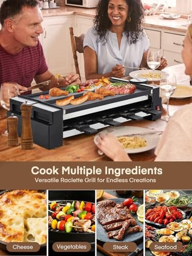 ROTARY ELECTRIC RACLETTE GRILL FOR 8 PEOPLE 1400W STEEL SET Model SWC5908151619414