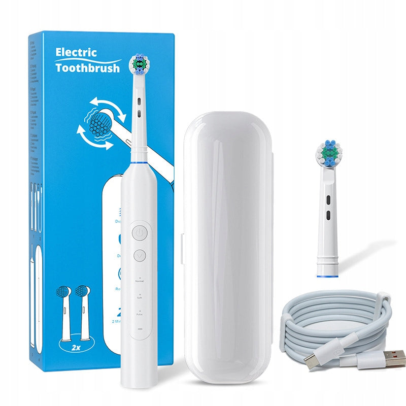 ROTARY ELECTRIC TOOTHBRUSH WITH TRAVEL CASE + 2 FREE TIPS