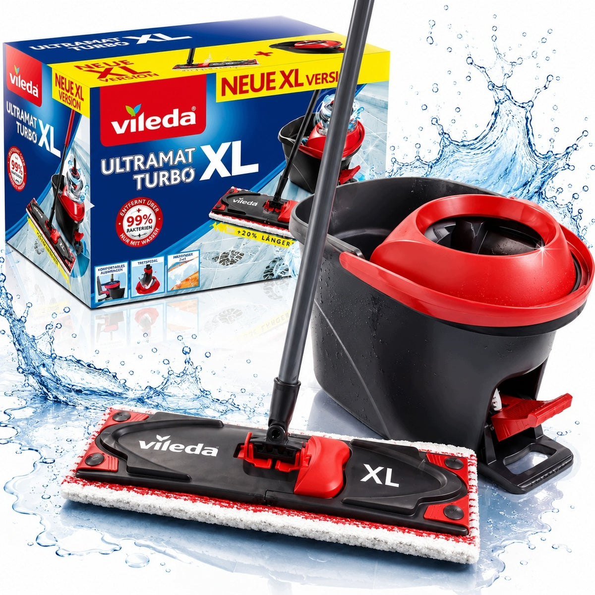 ROTARY FLAT MOP + BUCKET SQUEEZER XL SET ULTRAMAX BOX CARTRIDGE XXL