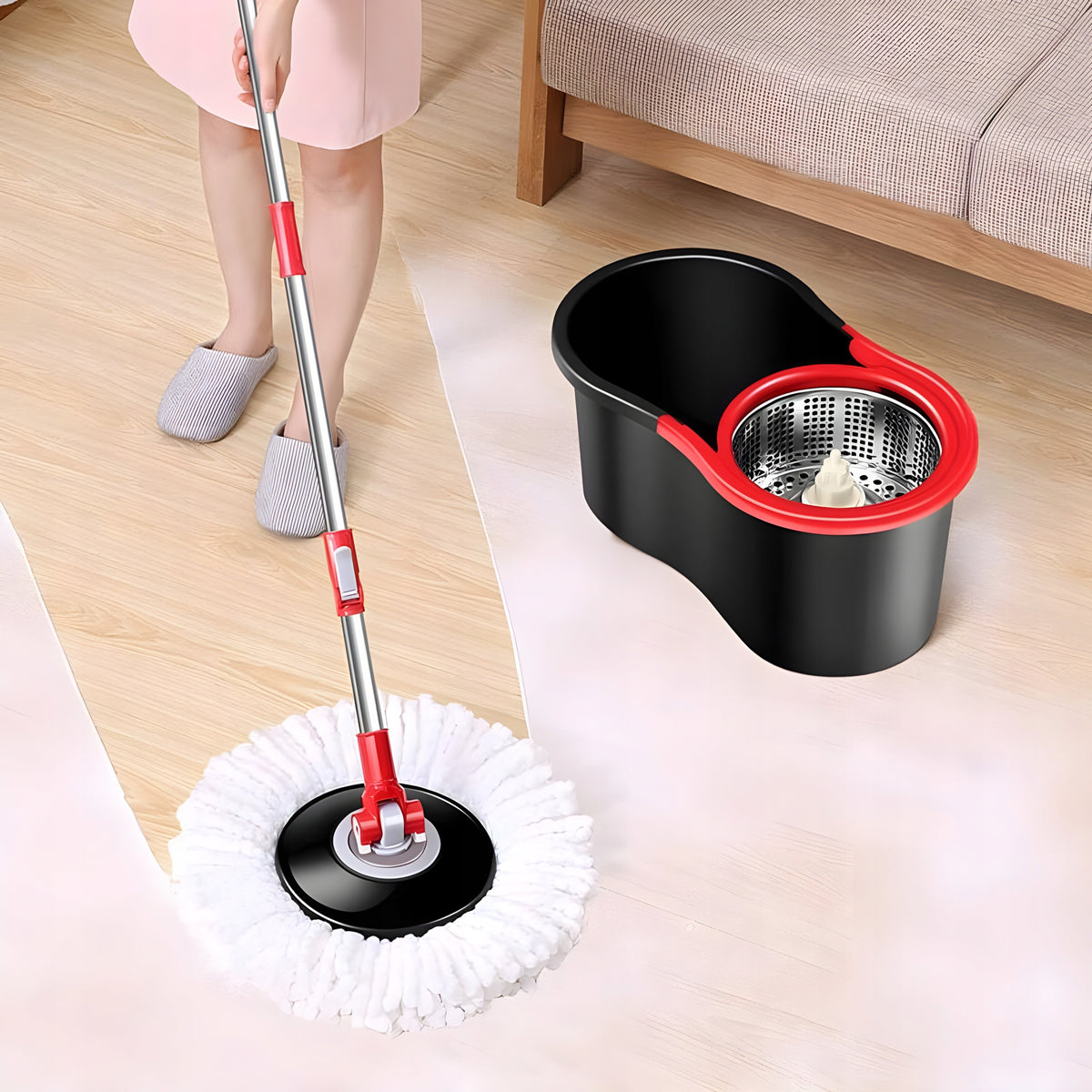 ROTARY FLOOR MOP 360 TURBO 2 PADS MICROFIBER BUCKET Packaging status original