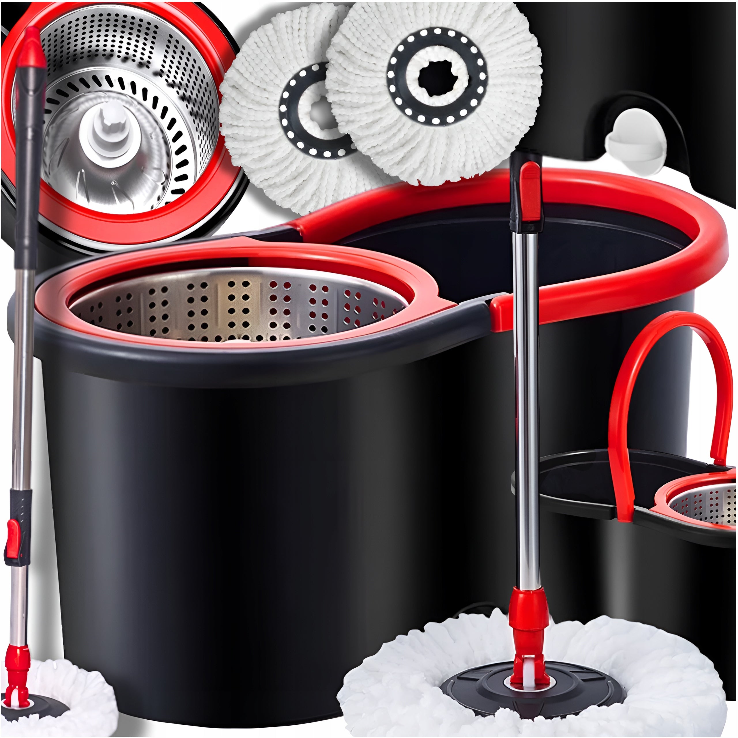 ROTARY FLOOR MOP 360 TURBO 2 PADS MICROFIBER BUCKET