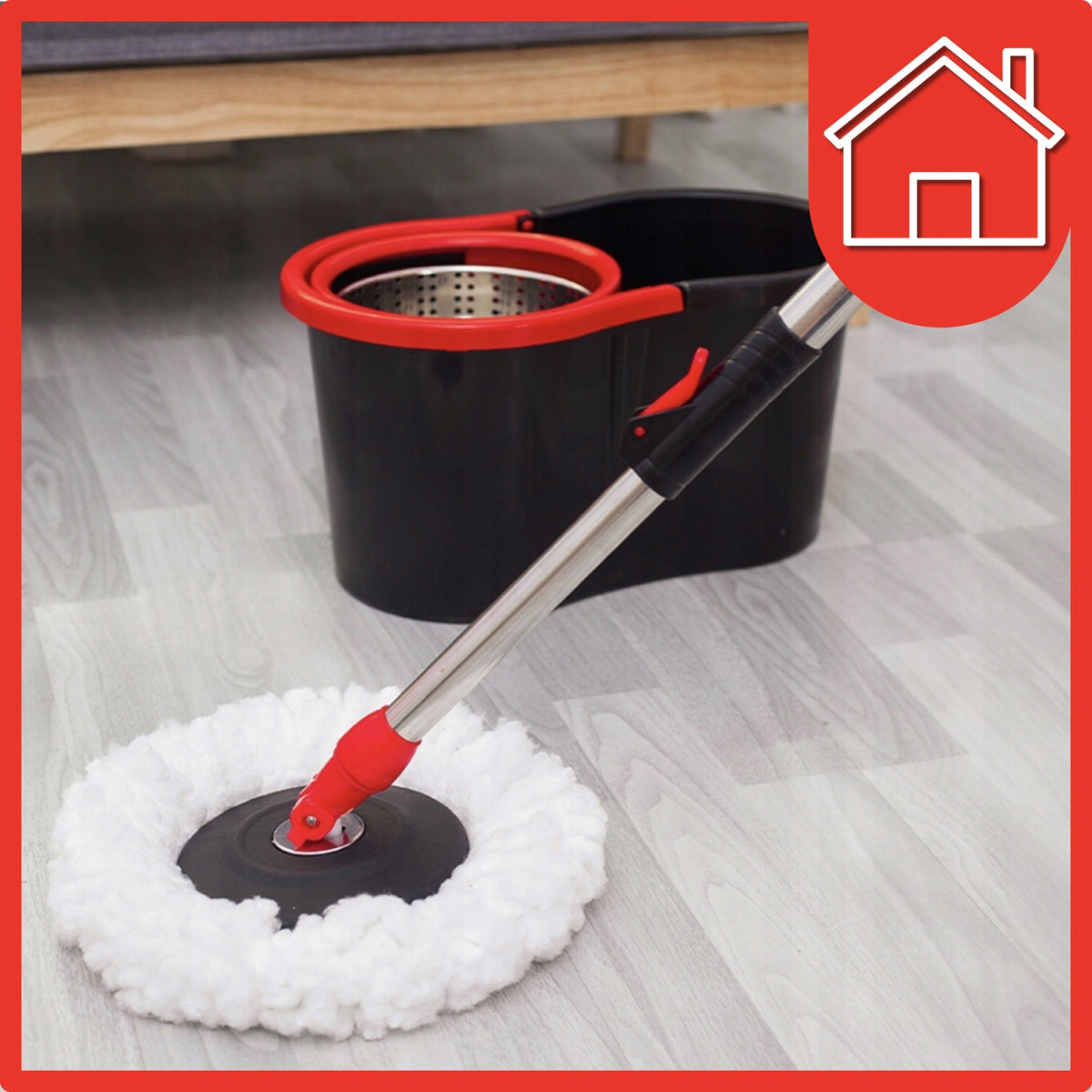 ROTARY FLOOR MOP WITH TWO-CHAMBER BUCKET CARTRIDGES+FREEBIE SPONGES Manufacturer code MOP OBROTOWY ROTACYJNY PODŁOGOWY Z WIADREM