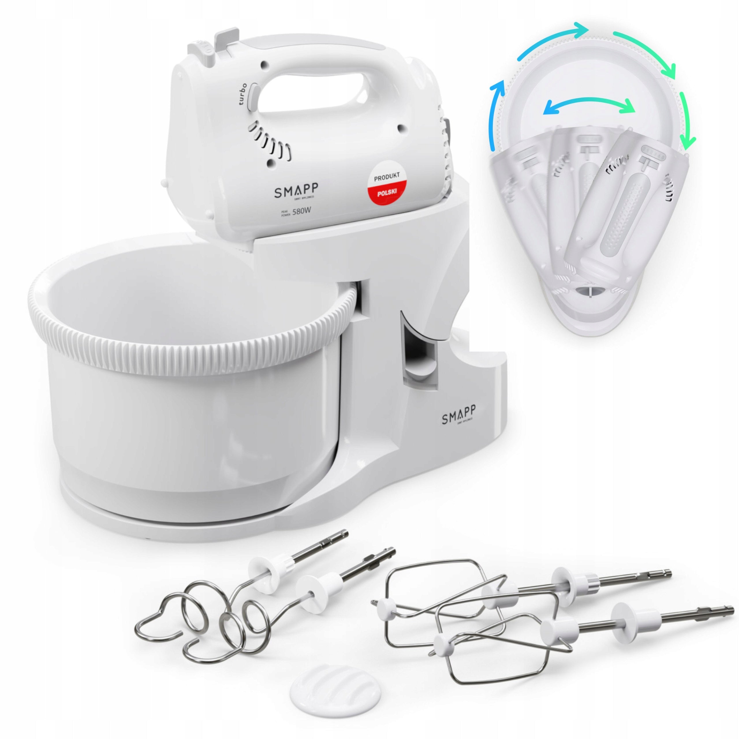 ROTARY MIXER WITH BOWL SMAPP 451.6 WHITE 580W - high power device
