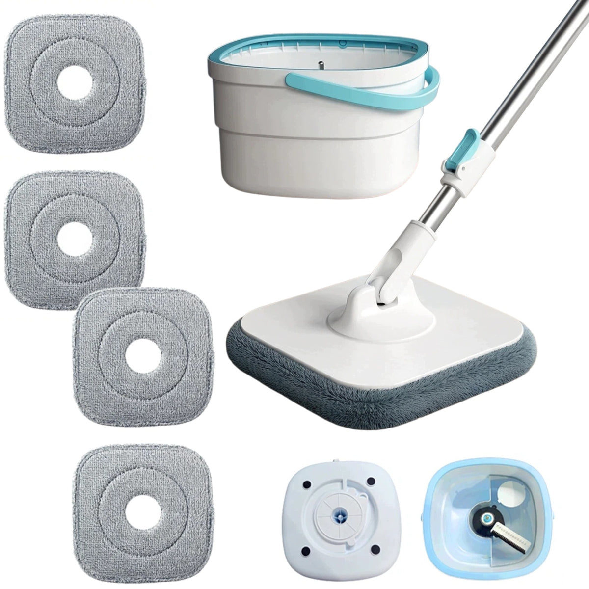 ROTARY MOP 2,7L WATER SEPARATION CLEAN DIRTY 4 PADS MICROFIBER