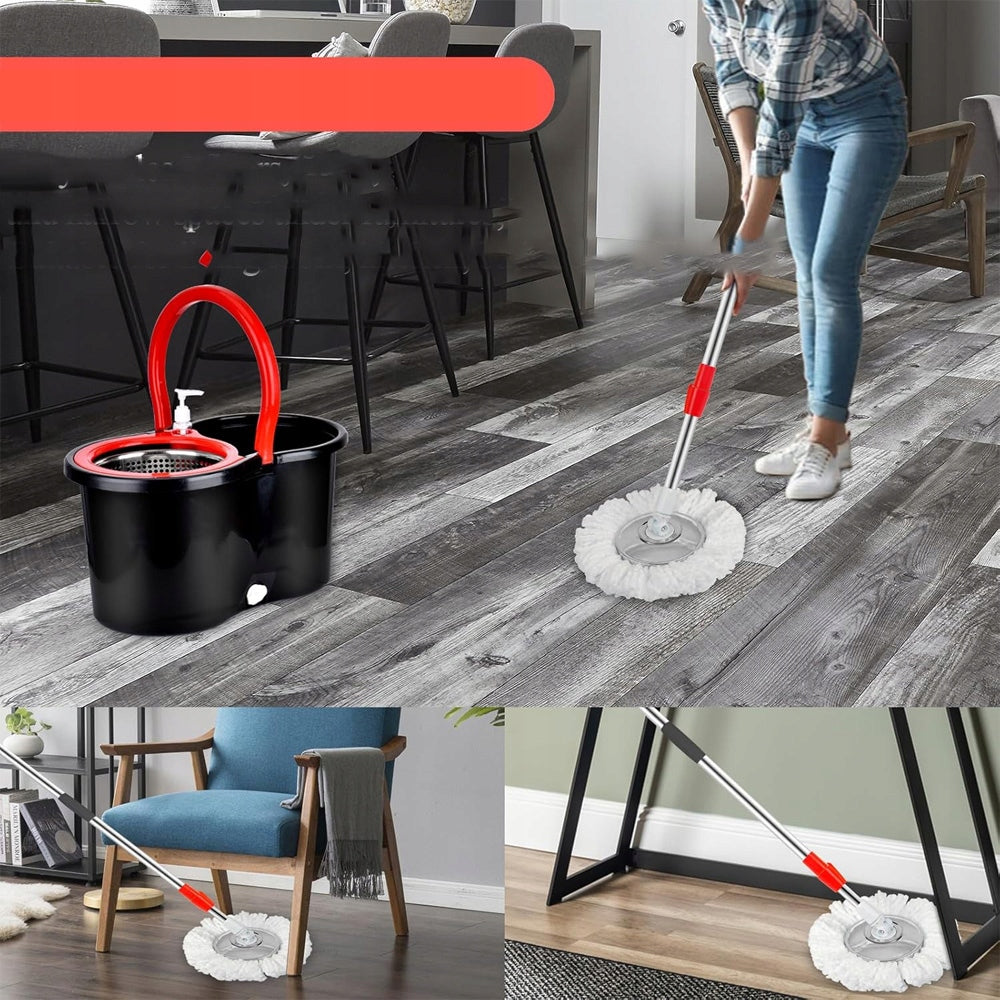 ROTARY MOP + BUCKET SET 3IN1 ROTARY 360 MICROFIBER TELESCOPIC POLE Packaging status original