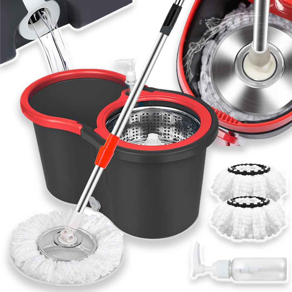 ROTARY MOP + BUCKET SET 3IN1 ROTARY 360 MICROFIBER TELESCOPIC POLE