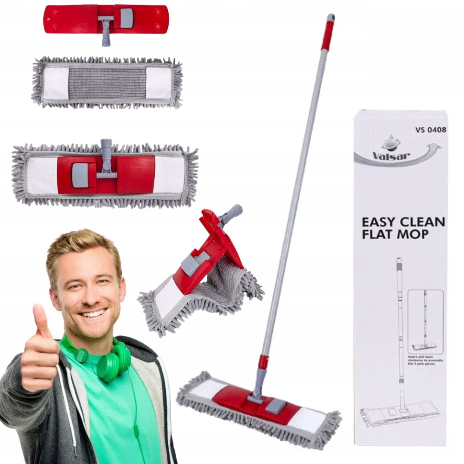 ROTARY MOP FLAT FOLDING HANDLE UNIVERSAL SOLID LONG | VALSAR