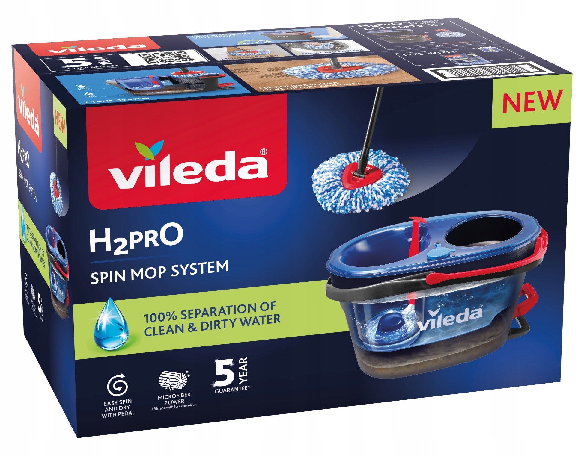 ROTARY MOP VILEDA 2 TANKS CLEAN DIRTY WATER MOP BUCKET LARGE SET Brand Vileda