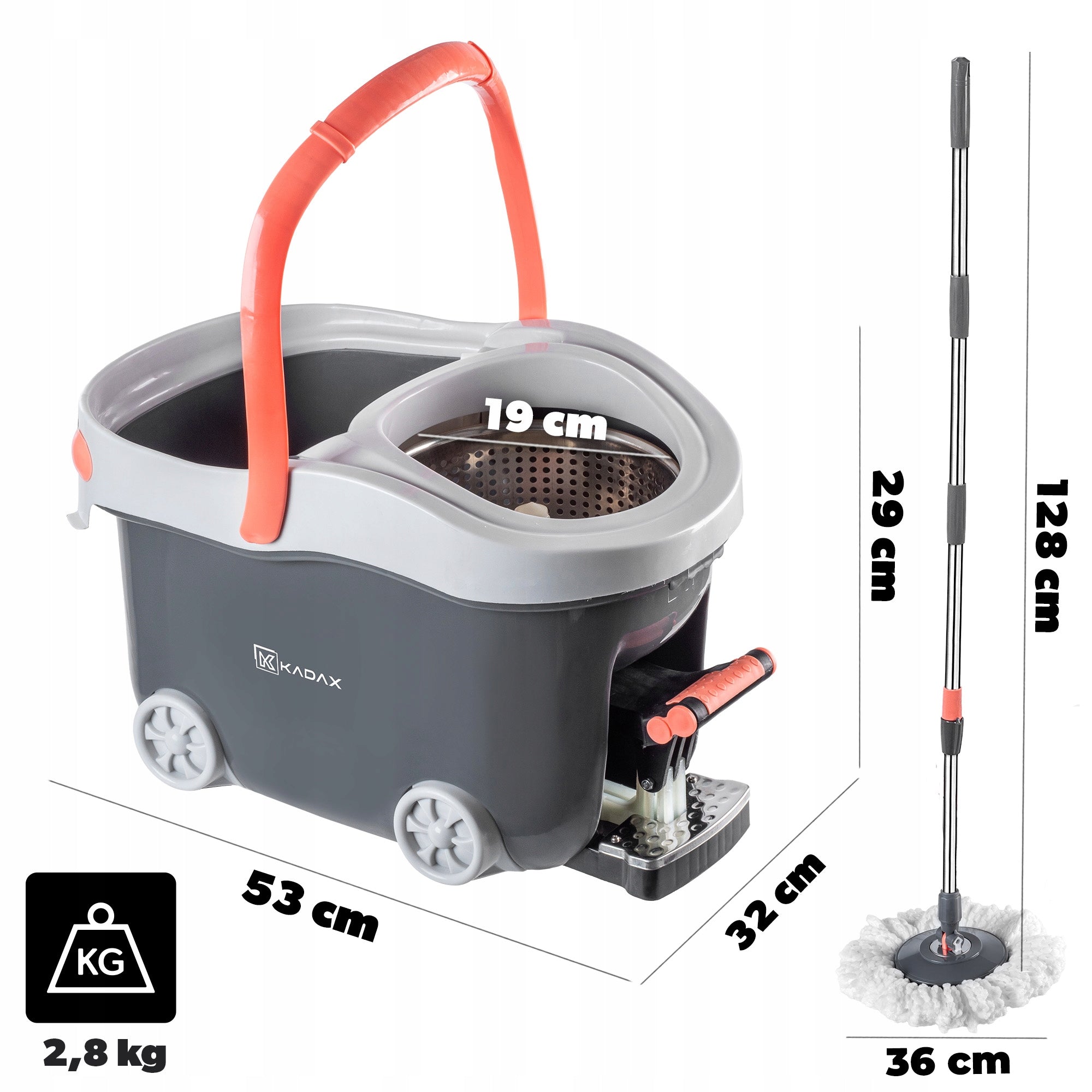 ROTARY MOP WITH BUCKET 12L ROTARY WITH SQUEEZER ROUND TELESCOPIC STICK Manufacturer code K11183_3