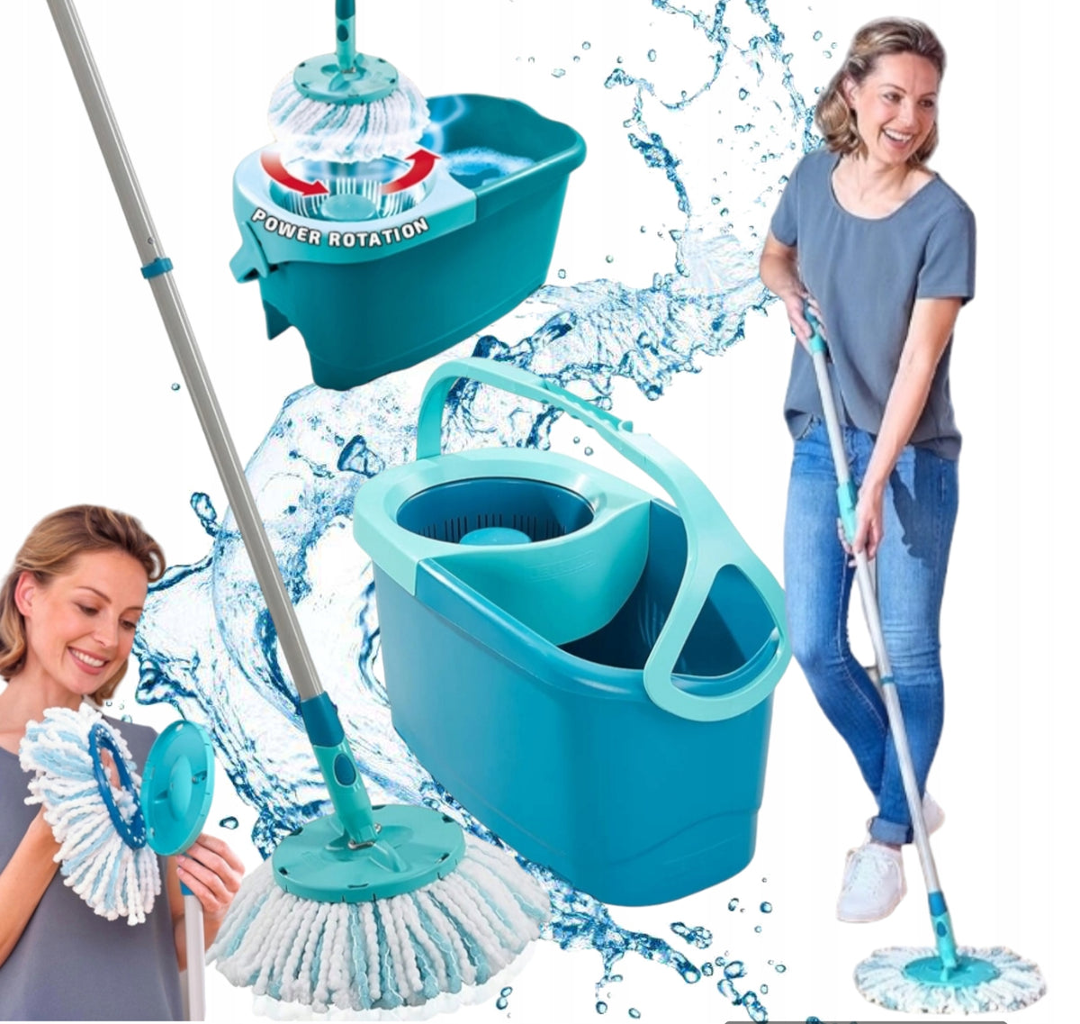 ROTARY MOP WITH BUCKET LIGHTWEIGHT RELIABLE CENTRIFUGATION QUALITY NON-SLIP