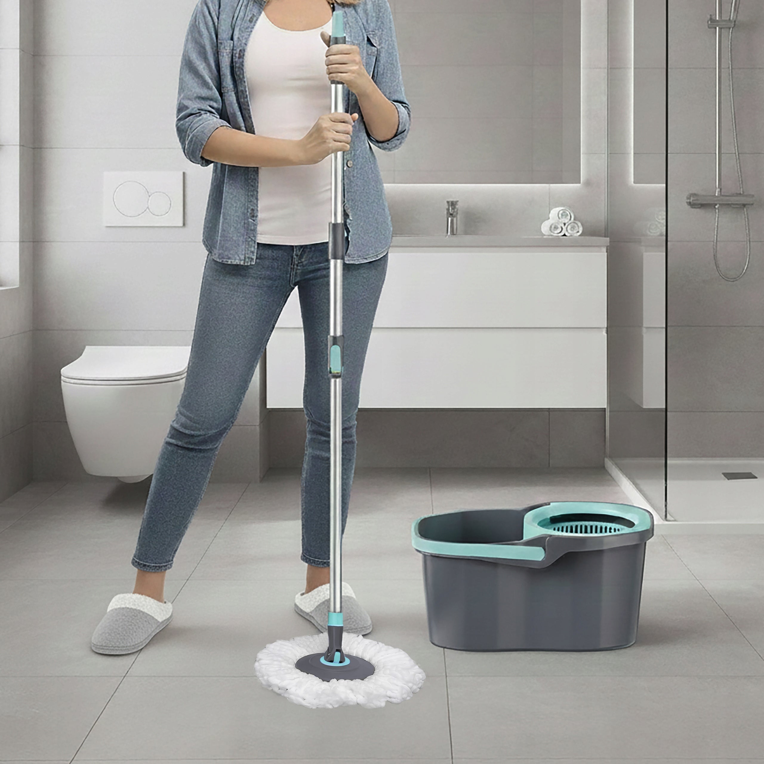 ROTARY MOP WITH BUCKET ROTARY TELESCOPIC STICK WITH MICROFIBER SOLID 4,5L Packaging status original