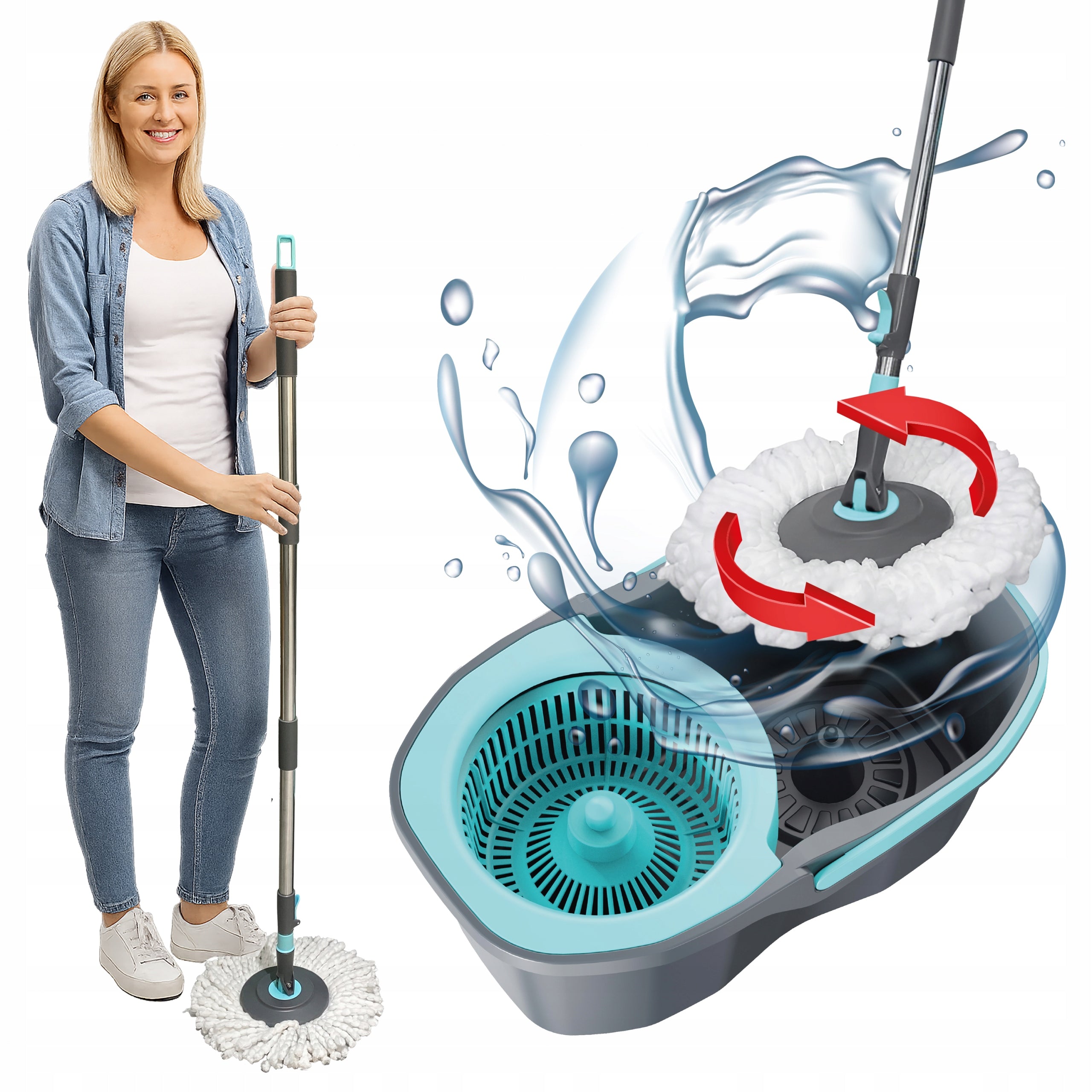 ROTARY MOP WITH BUCKET ROTARY TELESCOPIC STICK WITH MICROFIBER SOLID 4,5L
