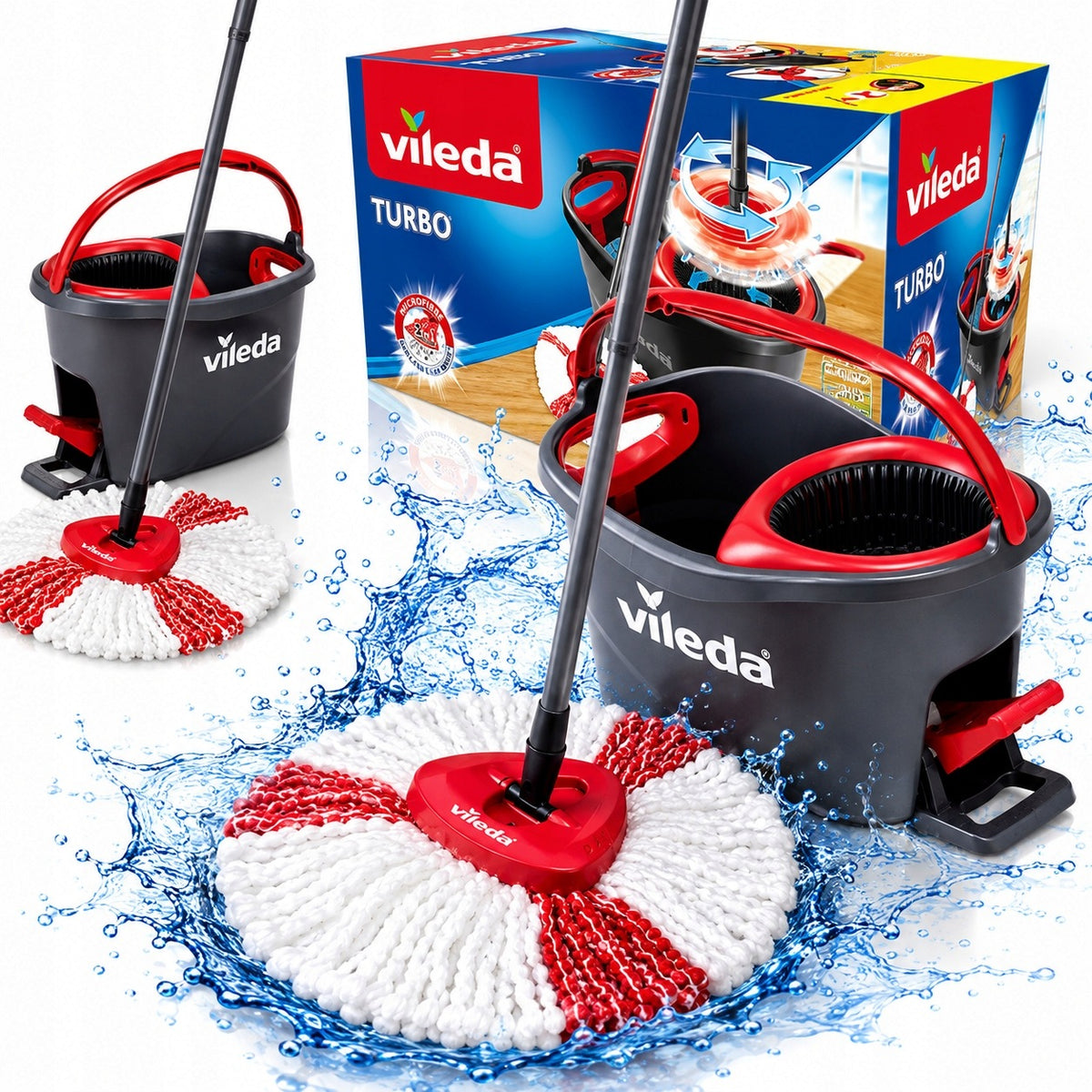 ROTARY MOP WITH BUCKET SET FLAT TWO-CHAMBER SET + BUCKET XXL 3IN1