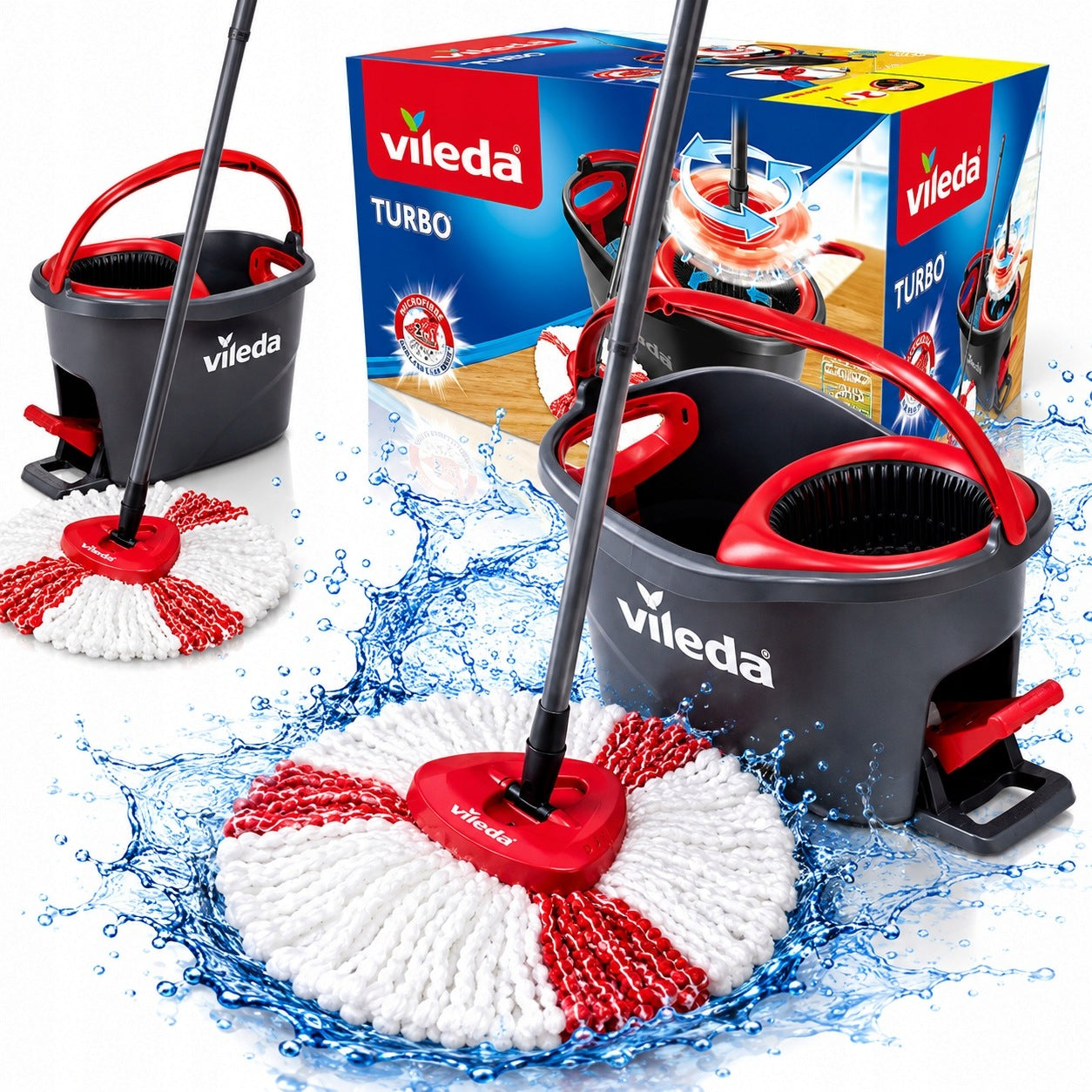ROTARY MOP WITH BUCKET SET FLAT TWO-CHAMBER SET + BUCKET XXL 3IN1