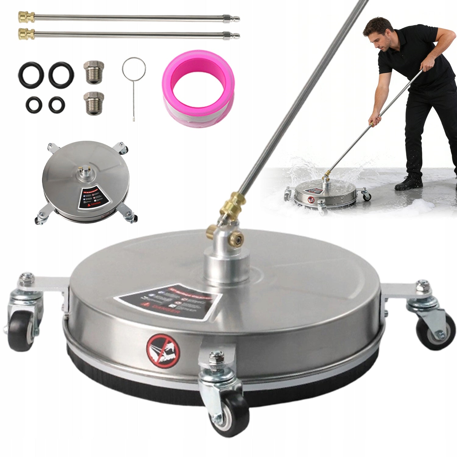 ROTARY PRESSURE WASHER 38CM 4000PSI BRASS STAINLESS STEEL SILVER