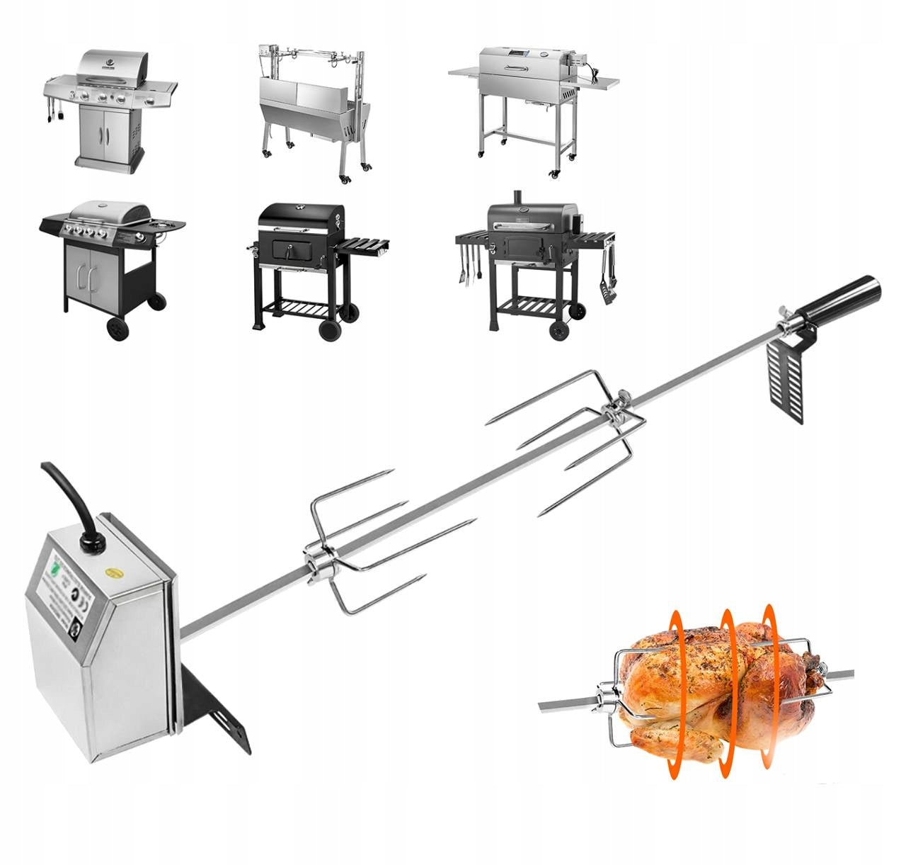 ROTARY SPIT BBQ Gas Grill 117cm, spit with motor, set