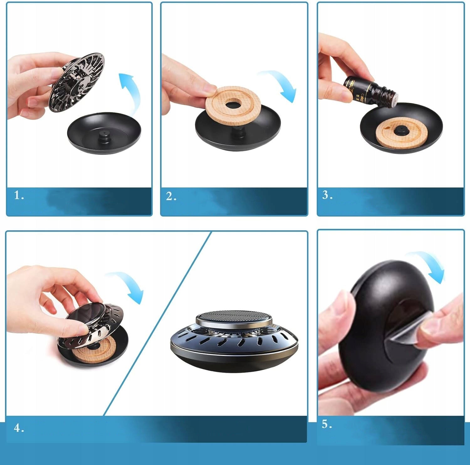 ROTATING AIR FRESHENER, CAR PERFUME, SOLAR, BLACK Manufacturer's catalog number Dyfuzor zapachowy
