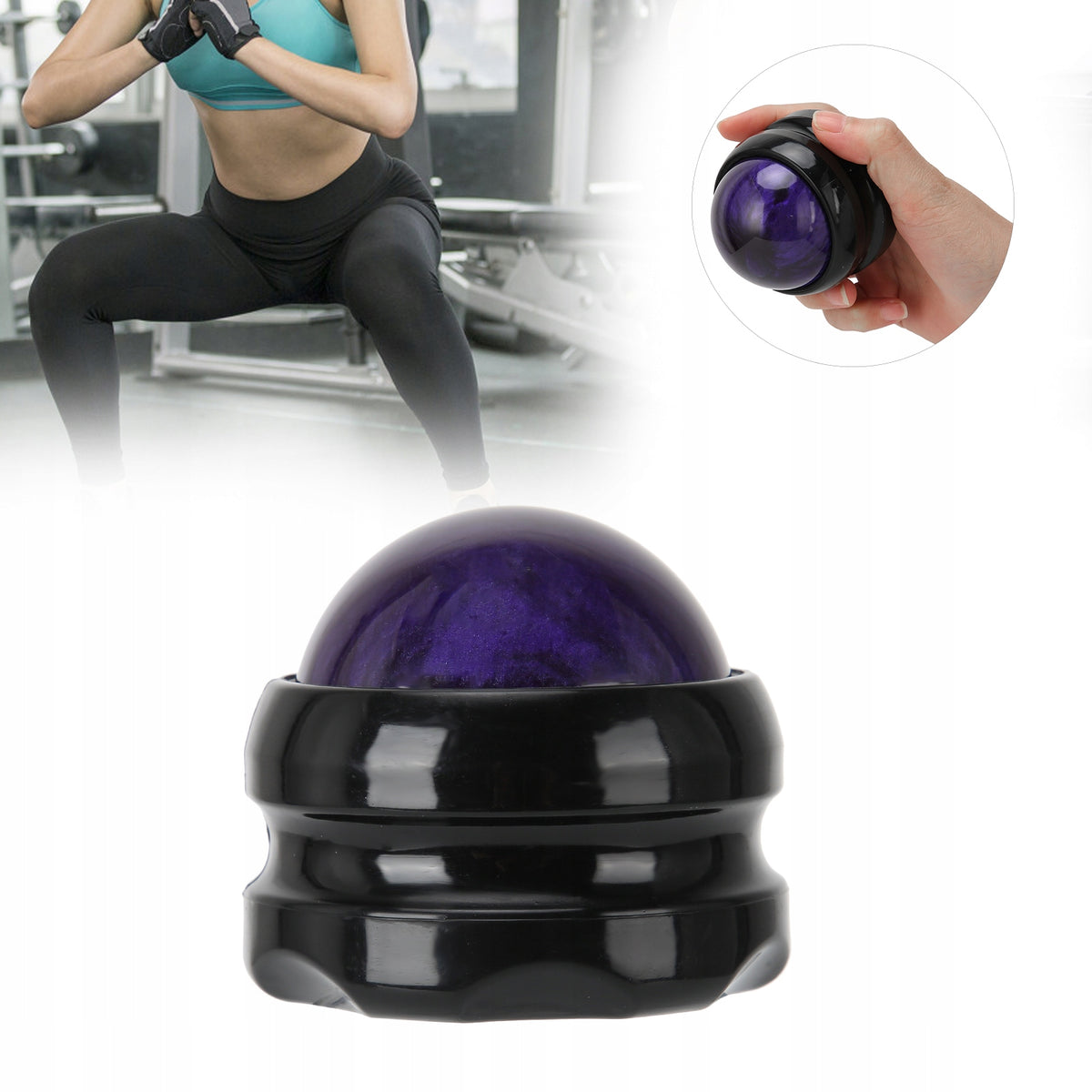 ROTATING BALL ROLLER SMOOTH BALL FOR MASSAGE ROLL ON MASSAGER PURPLE Packaging status original