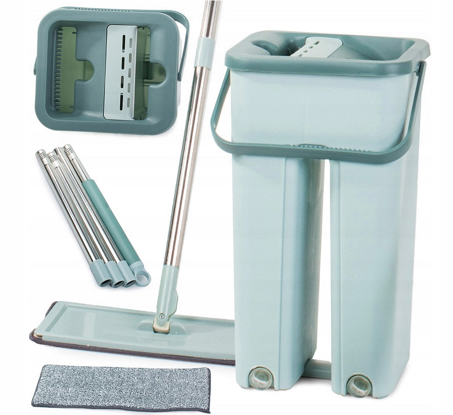 ROTATING FLAT MOP WITH TWO-CHAMBER BUCKET +inserts