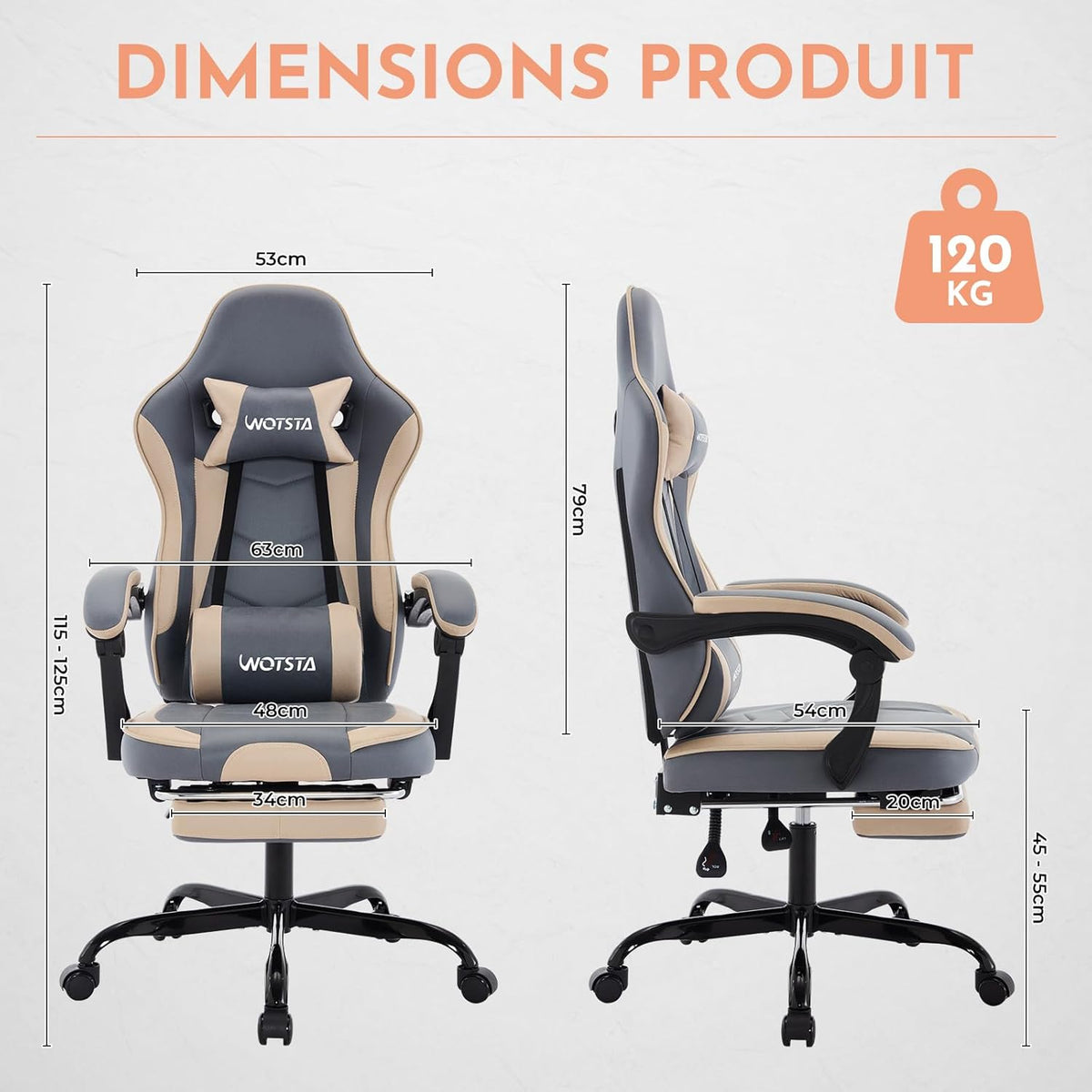 ROTATING GAMING CHAIR WITH FOOTREST MASSAGE 135° Manufacturer code 5906570710248