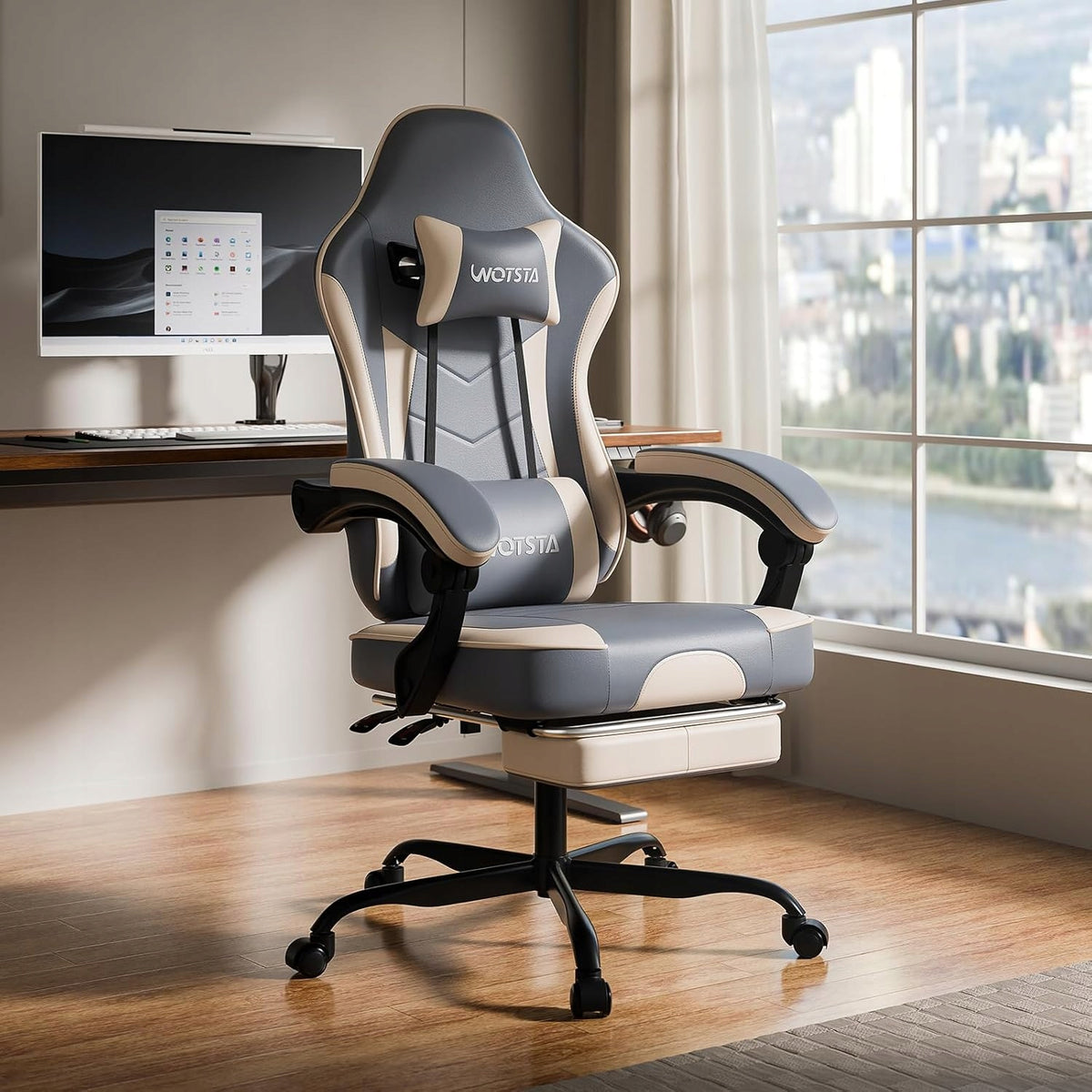 ROTATING GAMING CHAIR WITH FOOTREST MASSAGE 135° Packaging status original