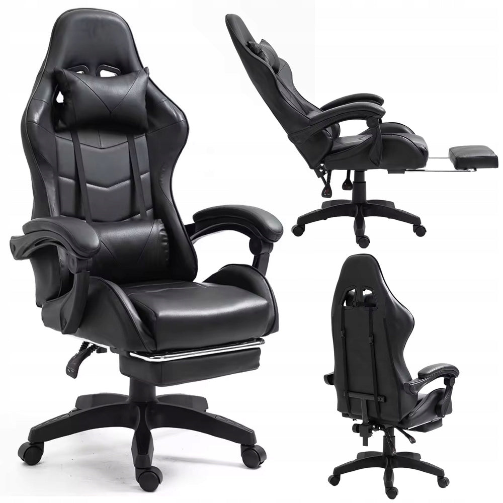 ROTATING GAMING OFFICE CHAIR WITH CUSHION FOOTREST BLACK Manufacturer code 5907881219352