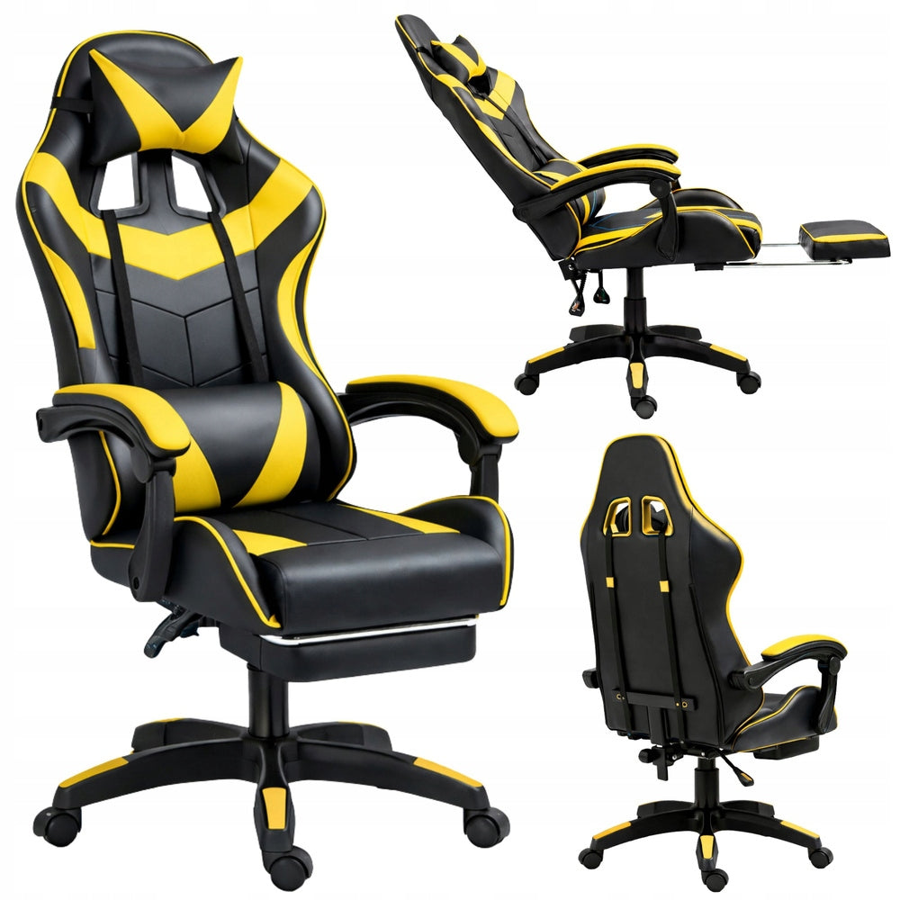 ROTATING GAMING OFFICE CHAIR WITH CUSHION FOOTREST BLACK-YELLOW Manufacturer code 5907881219406