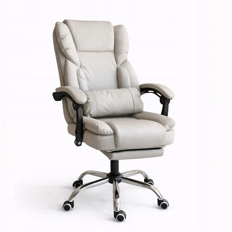 ROTATING GAMING OFFICE CHAIR WITH FOOTREST ECOLEATHER CREAM