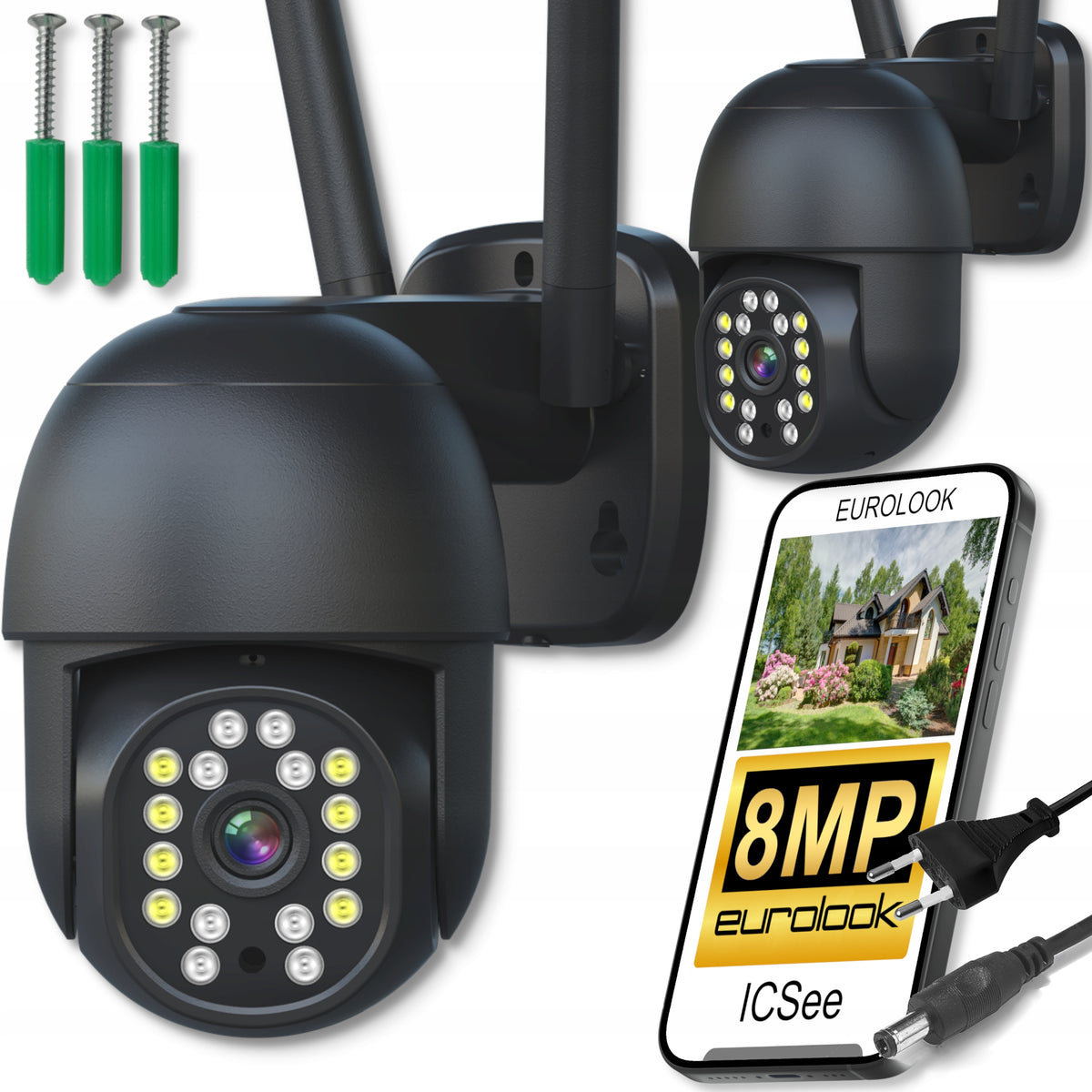 ROTATING OUTDOOR WIFI CAMERA 8MPX QUADHD SMART ZOOM DETECTION MONITORING