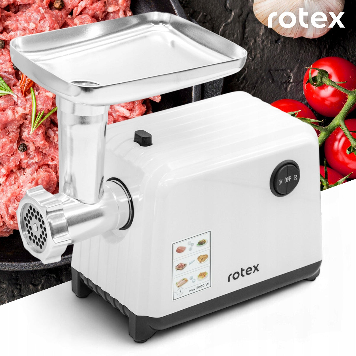 ROTEX MEAT GRINDER 2000W REVERSE GEAR + AKCESORIA Brand no brand