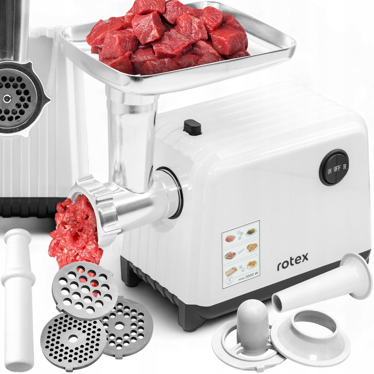 ROTEX MEAT GRINDER 2000W REVERSE GEAR + AKCESORIA
