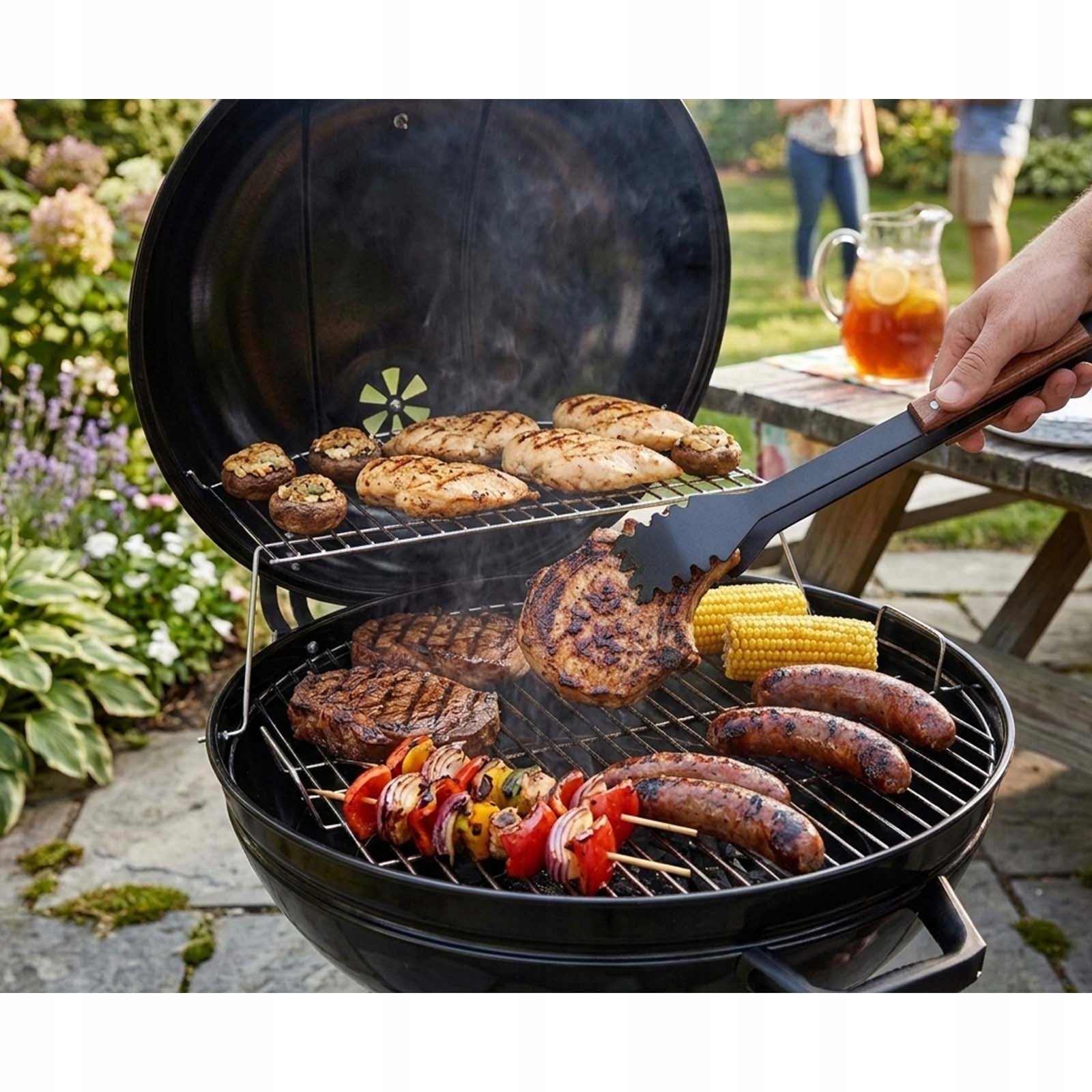 ROUND CHARCOAL GARDEN GRILL WITH LID WITH GRATE THERMOMETER BLACK LIDO Manufacturer no brand