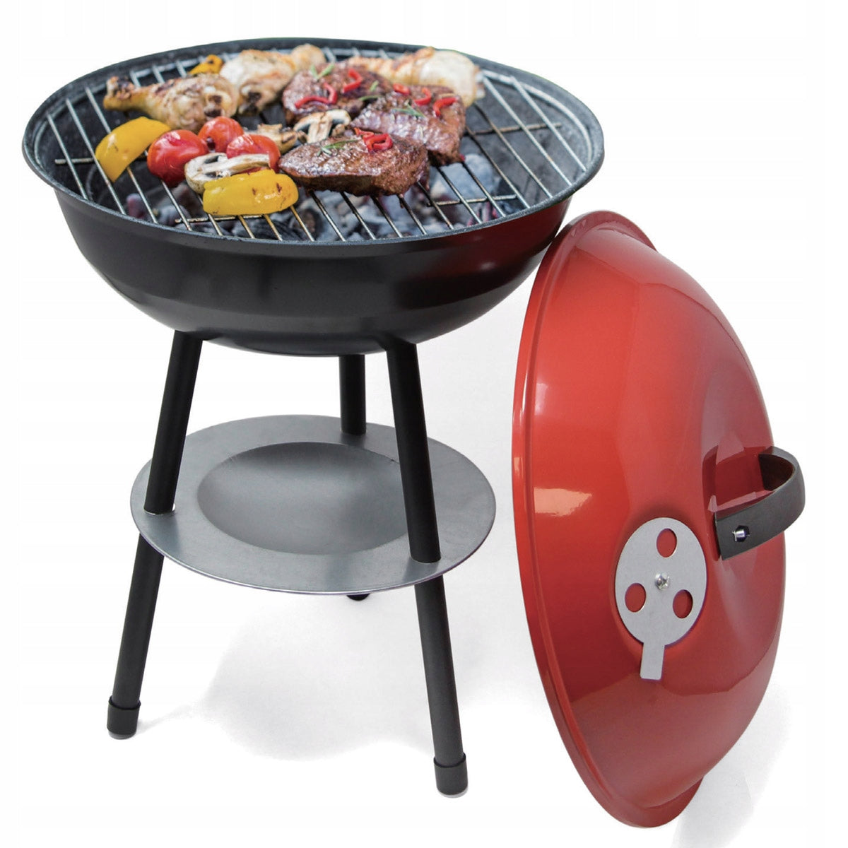 ROUND CLOSED GARDEN CHARCOAL GRILL WITH LID AND ASHTRAY SOLID
