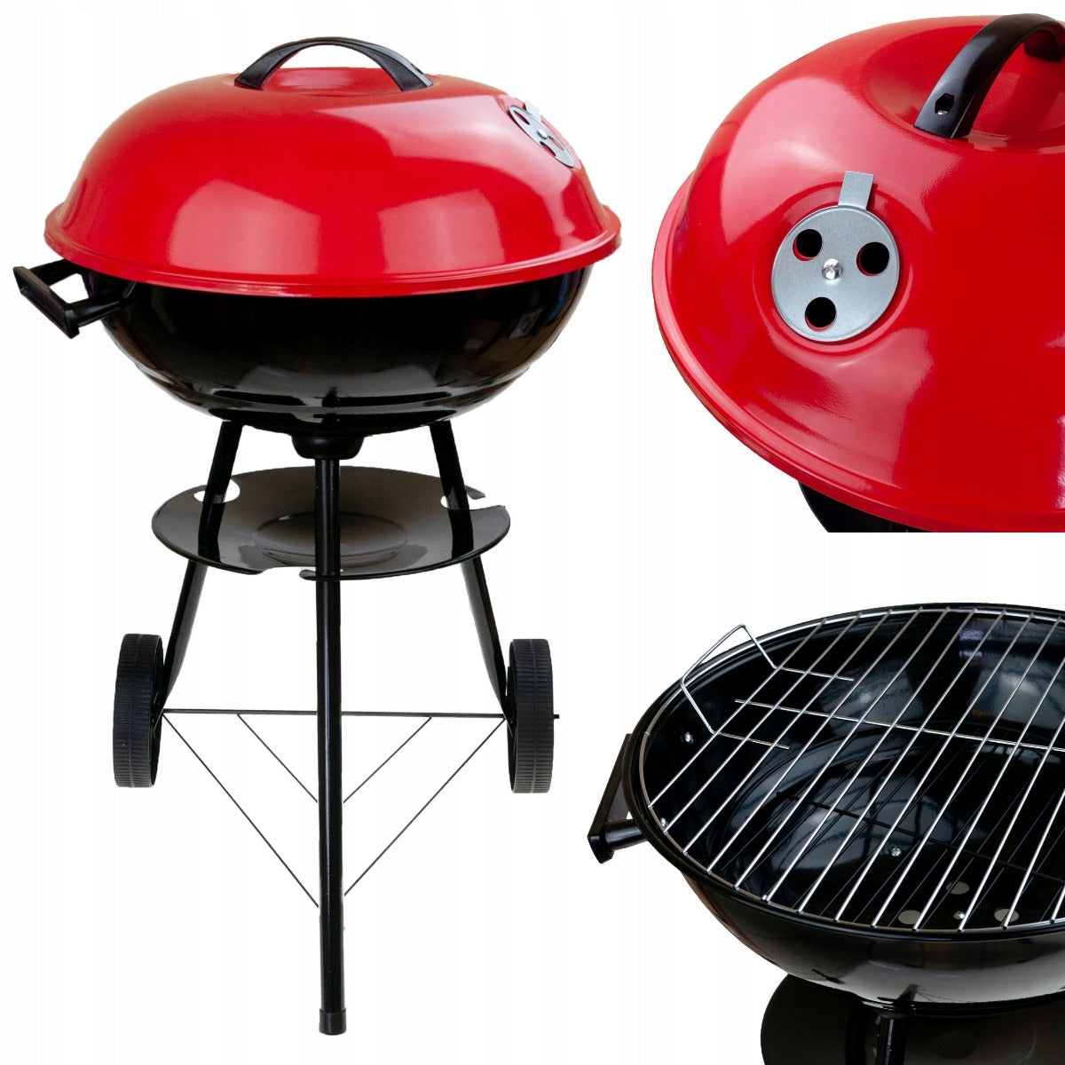 ROUND GARDEN CHARCOAL GRILL WITH COVER ASHTRAY GRATE PORTABLE
