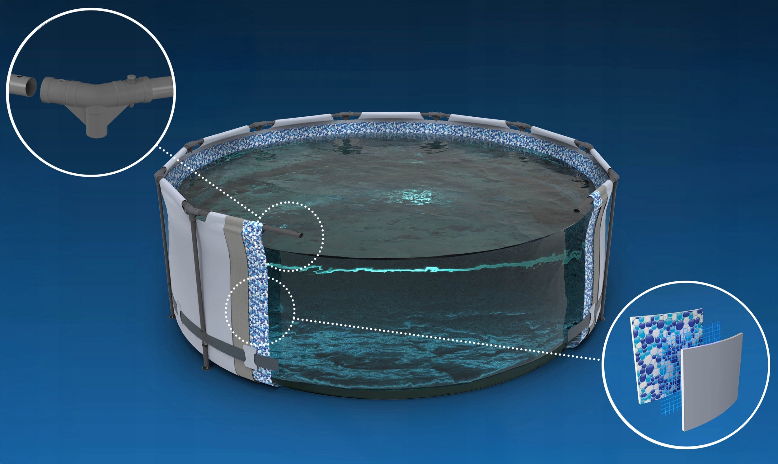 ROUND GARDEN FRAME POOL 366x100cm BESTWAY SET 10in1 Height 100 cm