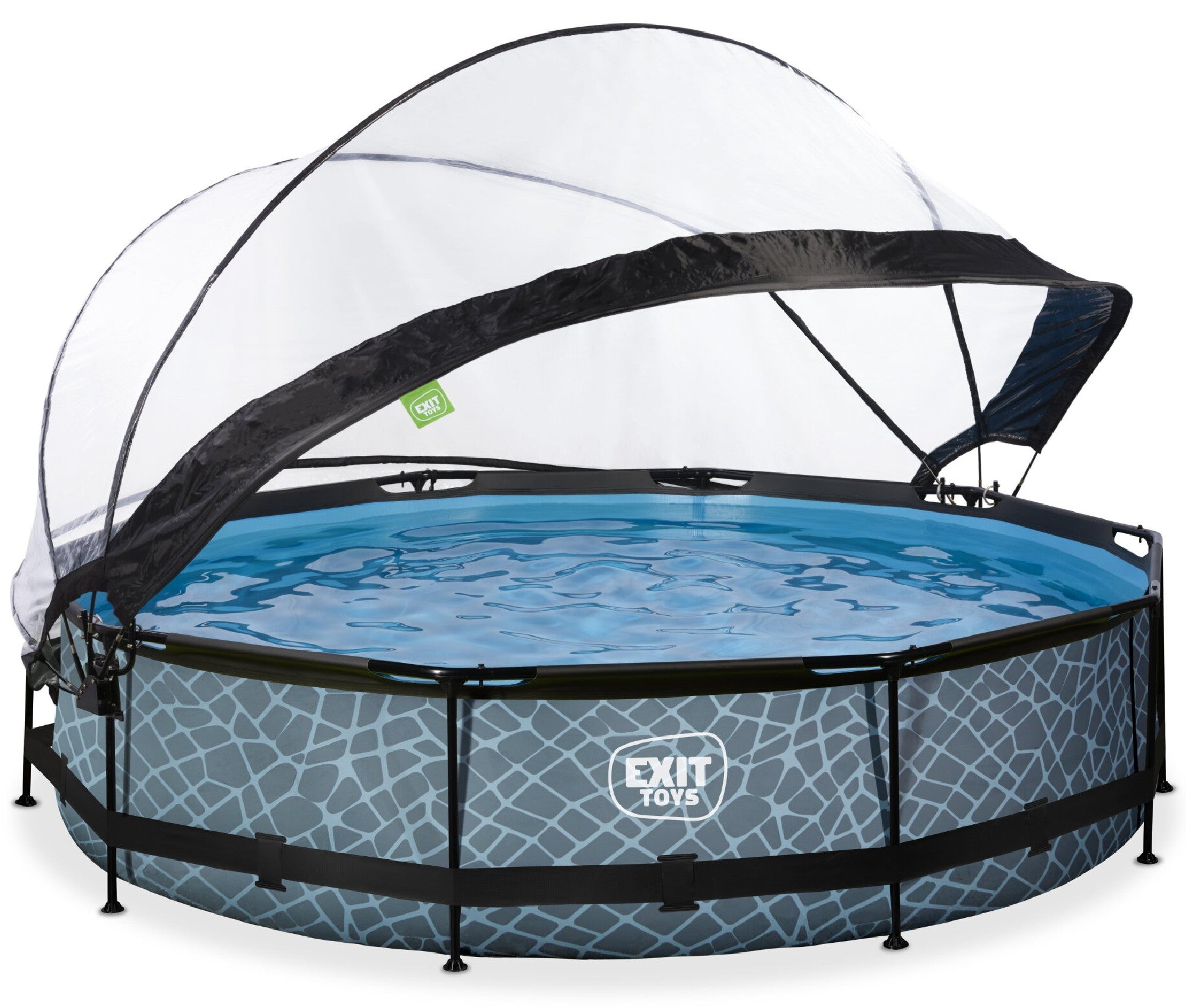 ROUND GARDEN POOL 360X76 CM WITH FILTER PUMP AND ROOF GREY