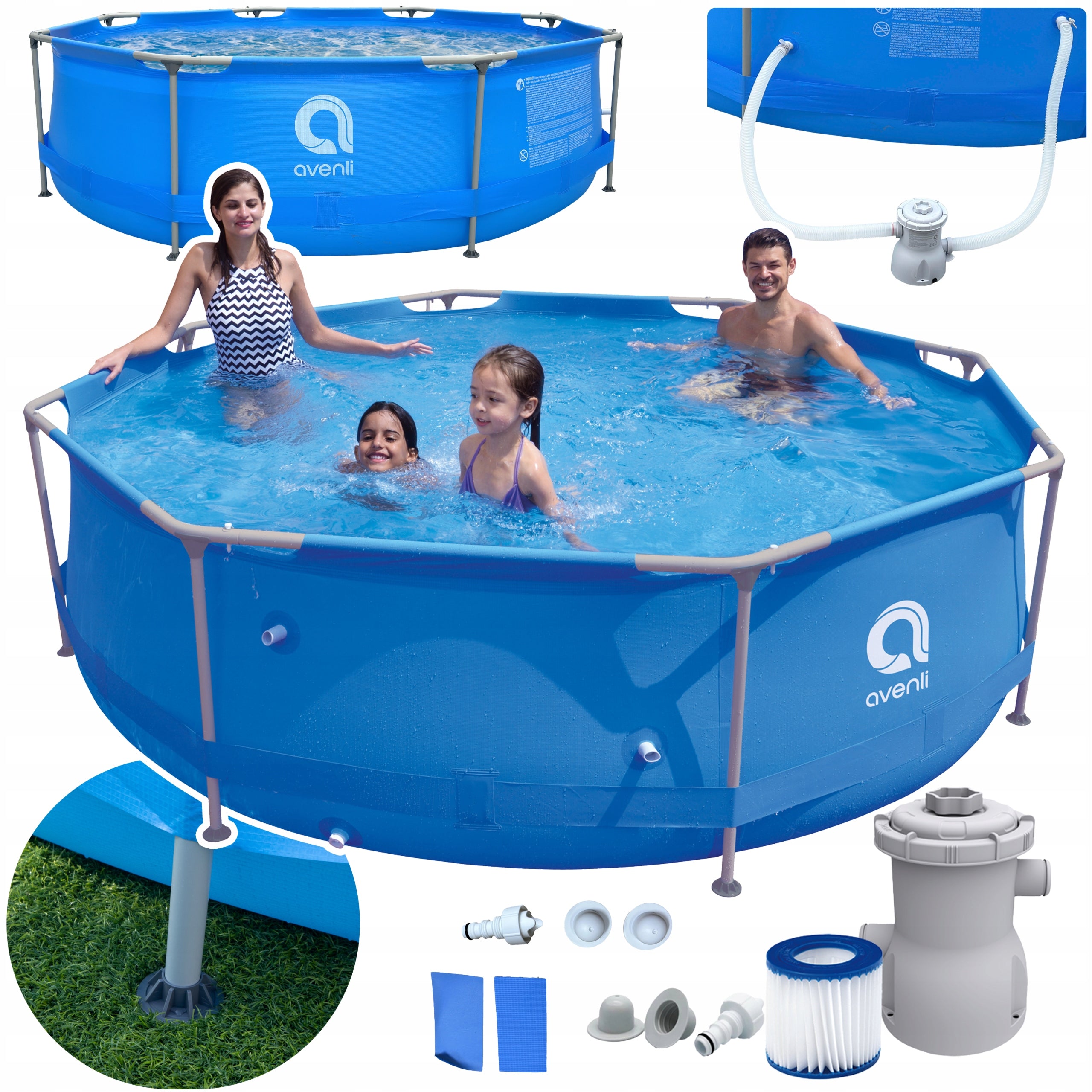ROUND GARDEN POOL Avenli 360x76 PUMP FILTER SET