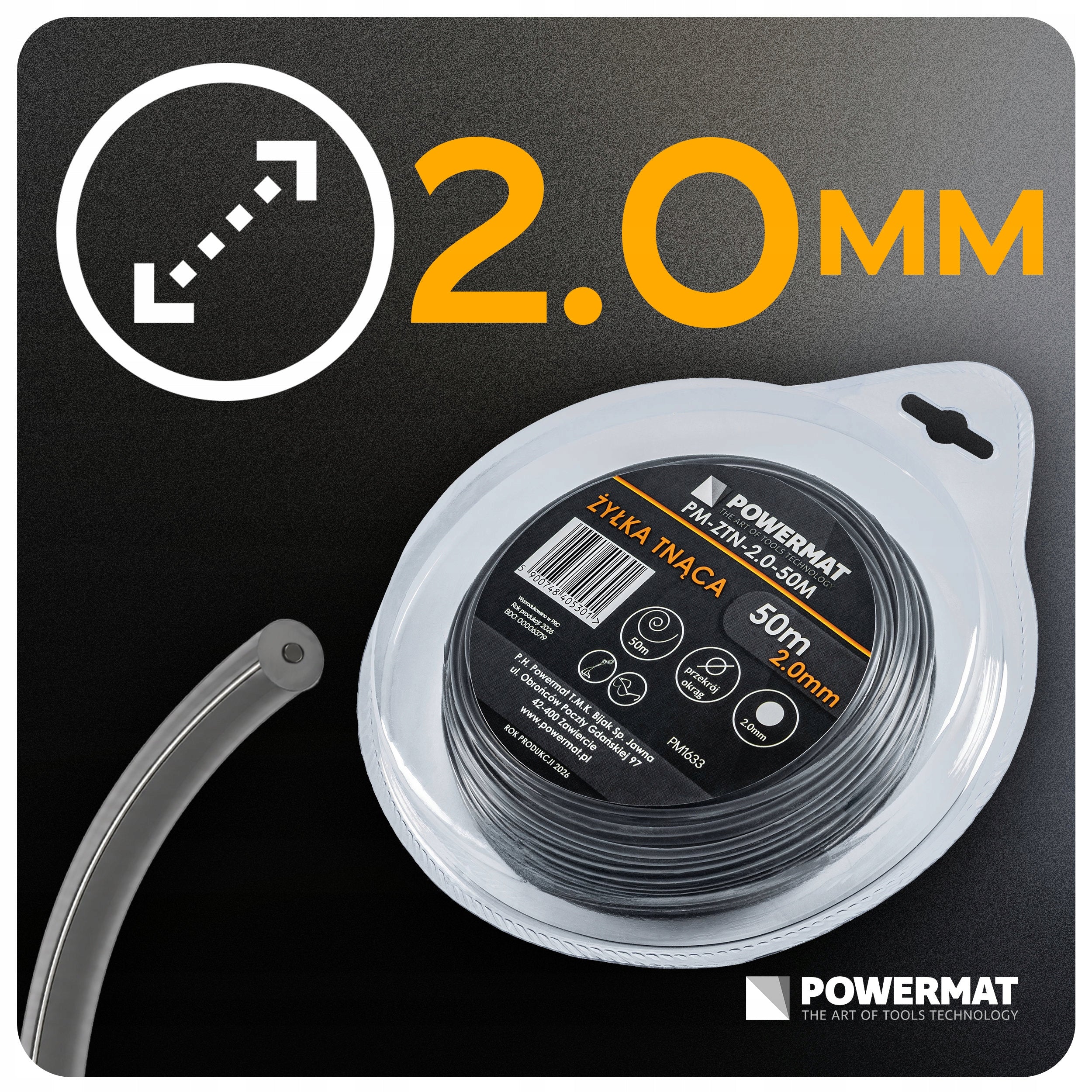 ROUND LINE REINFORCED 2.0MM 50M FOR GRASS COMBUSTION SCYTHE TRIMMER Kind other