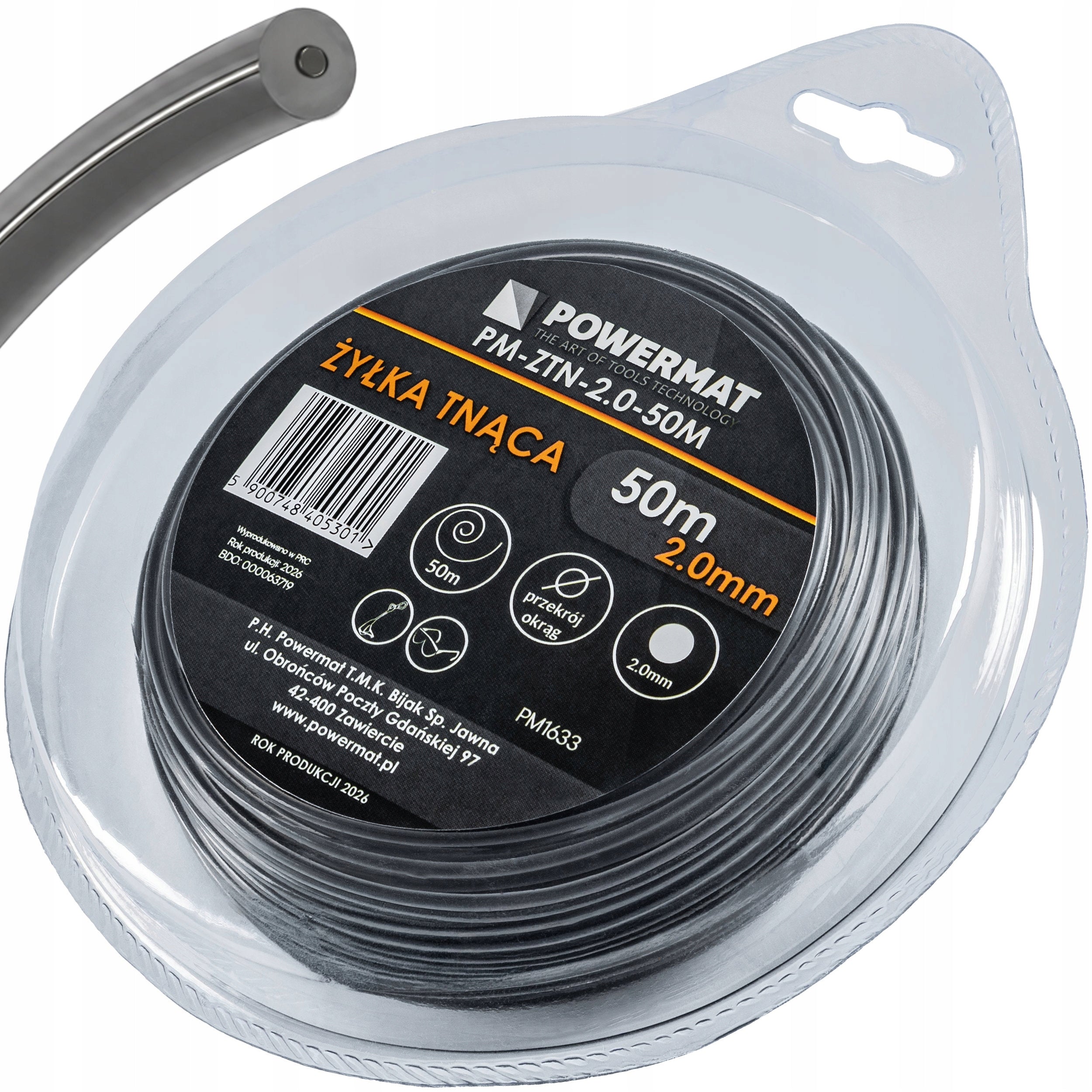 ROUND LINE REINFORCED 2.0MM 50M FOR GRASS COMBUSTION SCYTHE TRIMMER