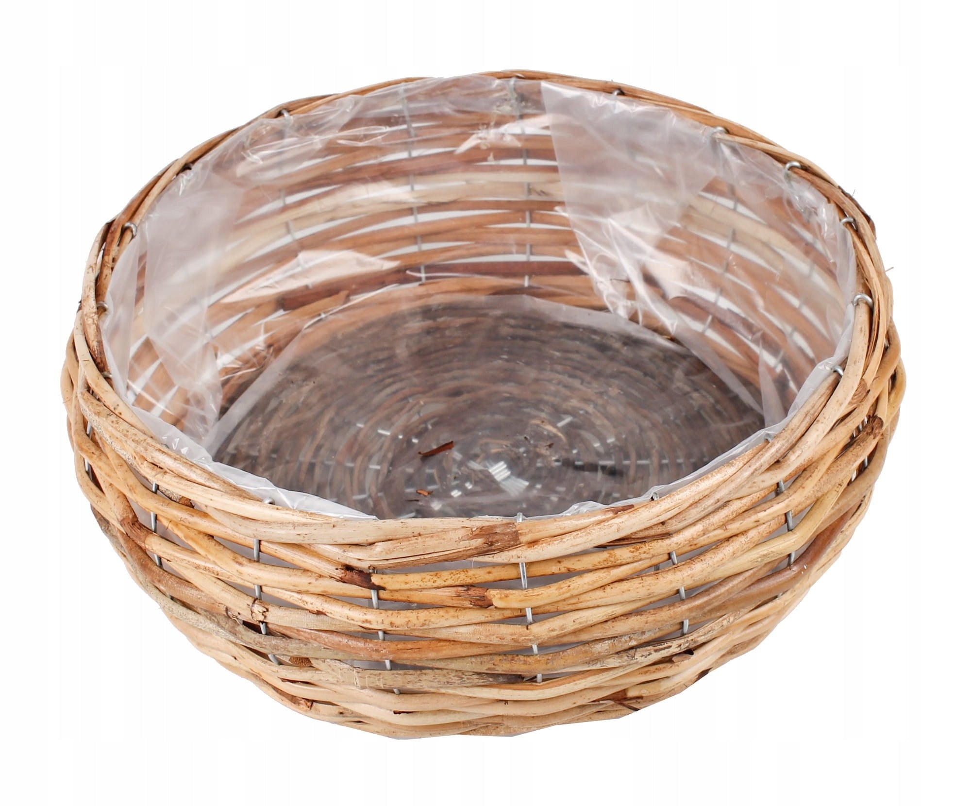 ROUND RATTAN BASKET WITH FLOWER FILM 34x34x12 cm Maximum width 34 cm