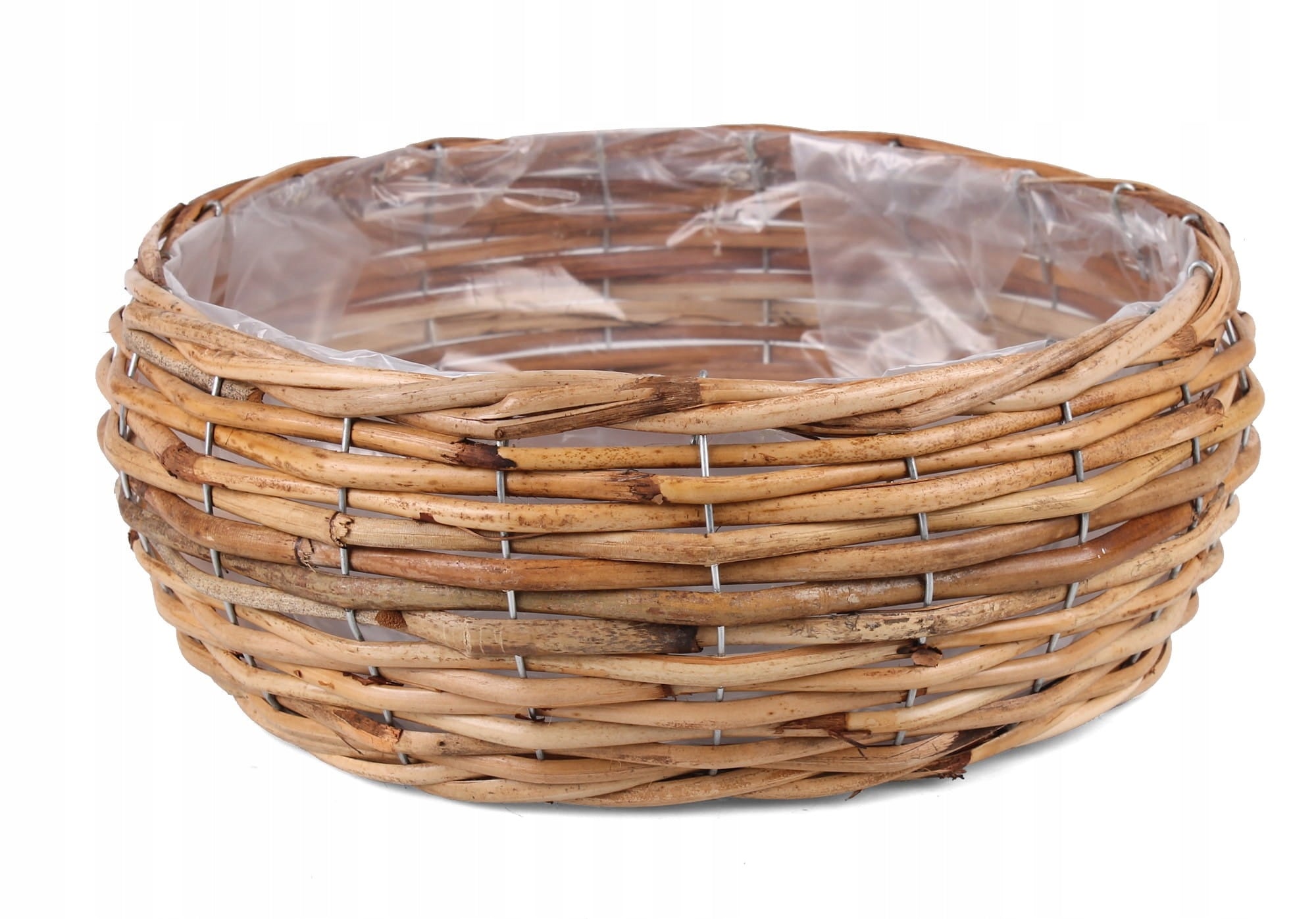 ROUND RATTAN BASKET WITH FLOWER FILM 34x34x12 cm