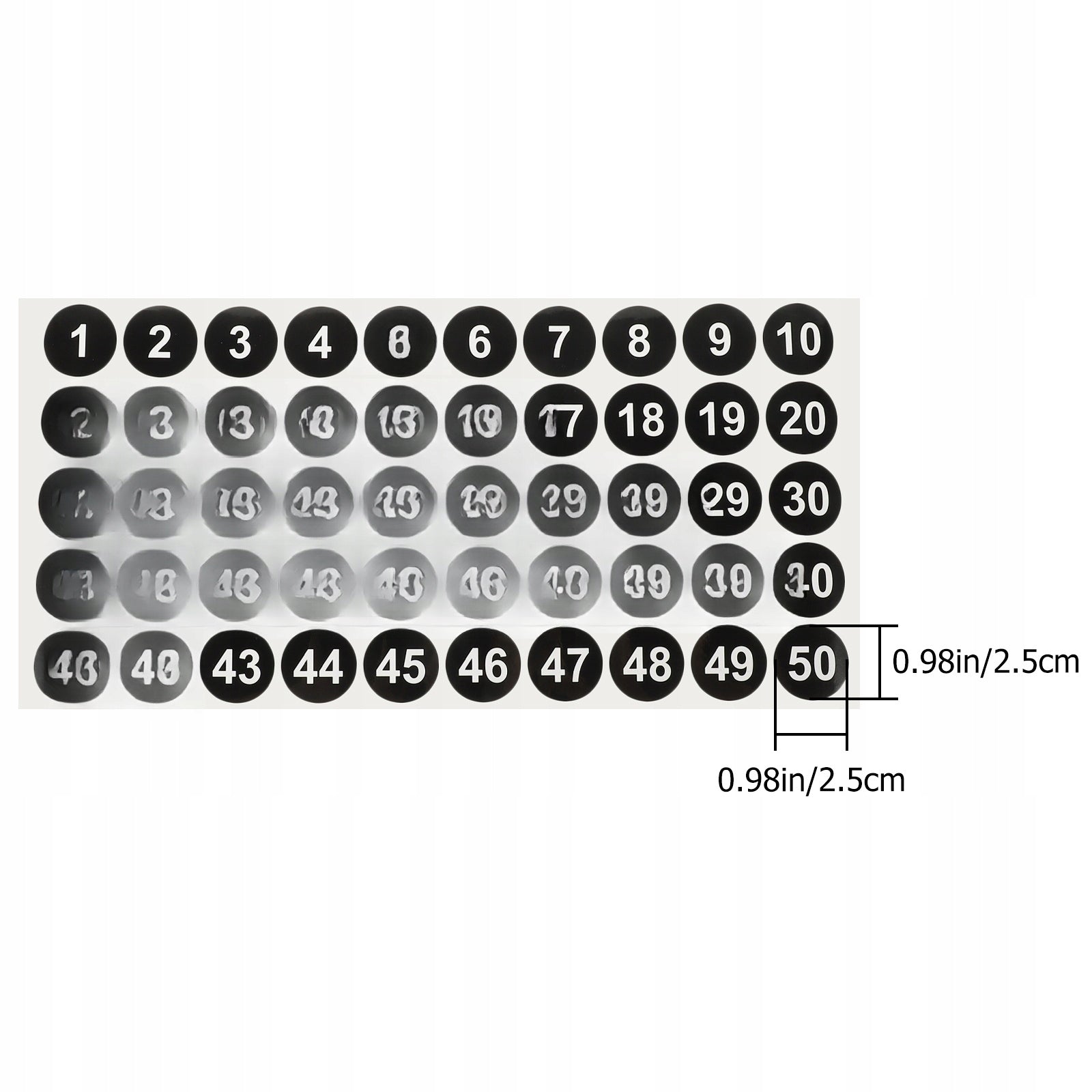 ROUND STICKERS NUMBERS 10 SHEETS Width 25 mm