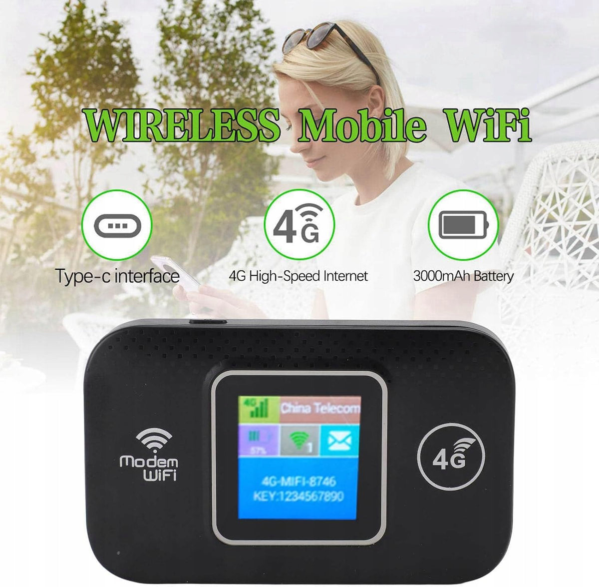 ROUTER 4G LTE PORTABLE HOTSPOT WI-FI 300 MB/S FOR 10 DEVICES Model Router 4G LTE, Przenośny, Bezprzewodowy Hotspot Wi