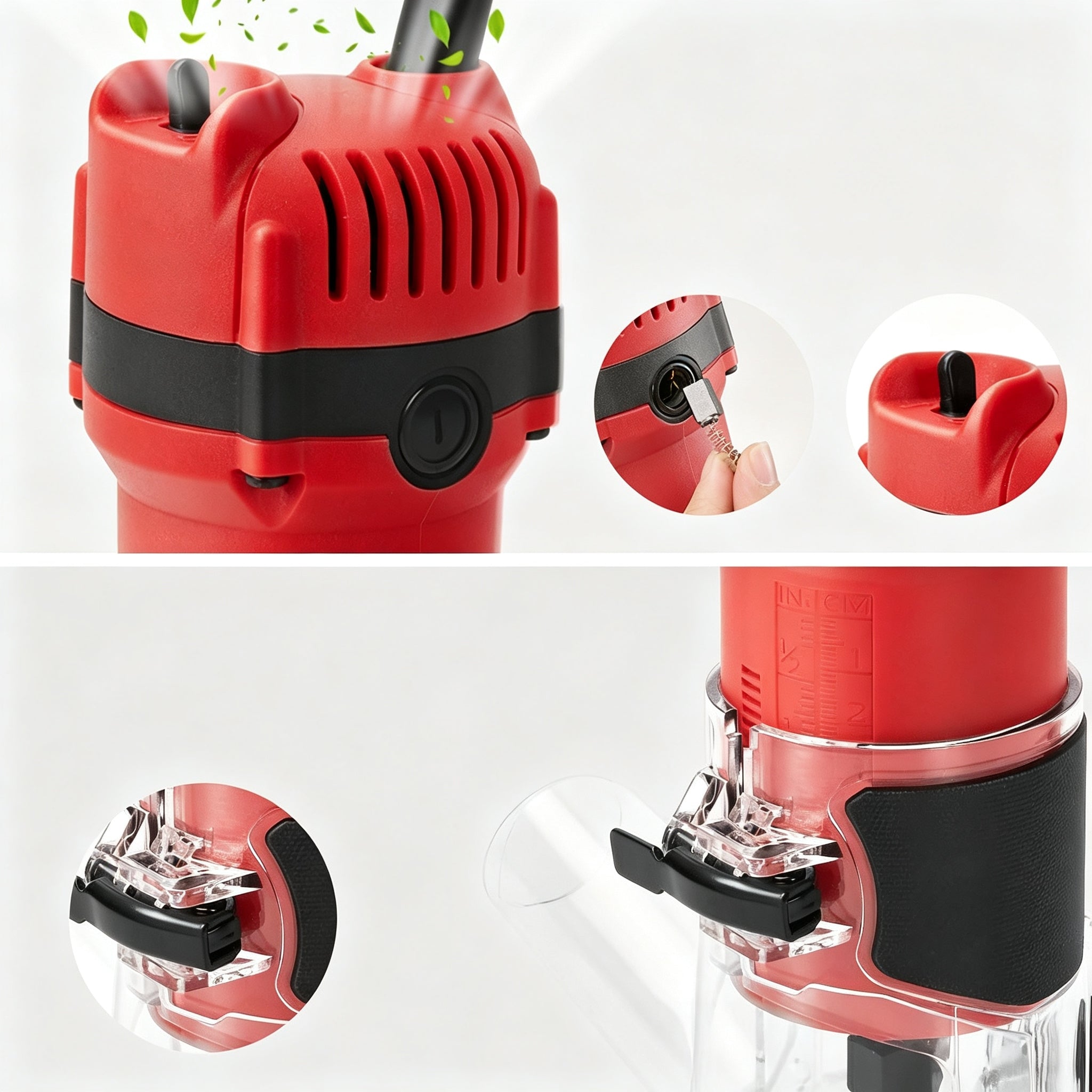 ROUTER TRIMMER ELECTRIC WOOD 800W 31000 RPM WITH DUST COVER 15BITS 2COLLETS Packaging status original