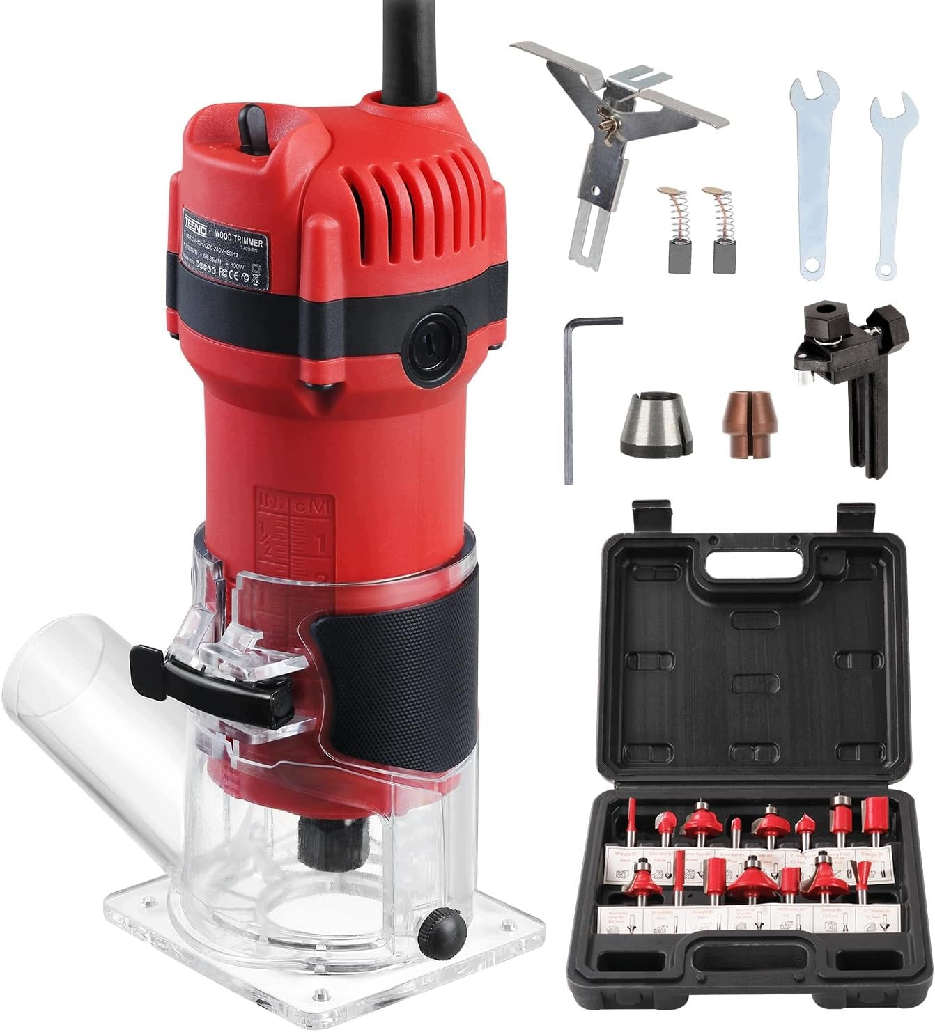 ROUTER TRIMMER ELECTRIC WOOD 800W 31000 RPM WITH DUST COVER 15BITS 2COLLETS