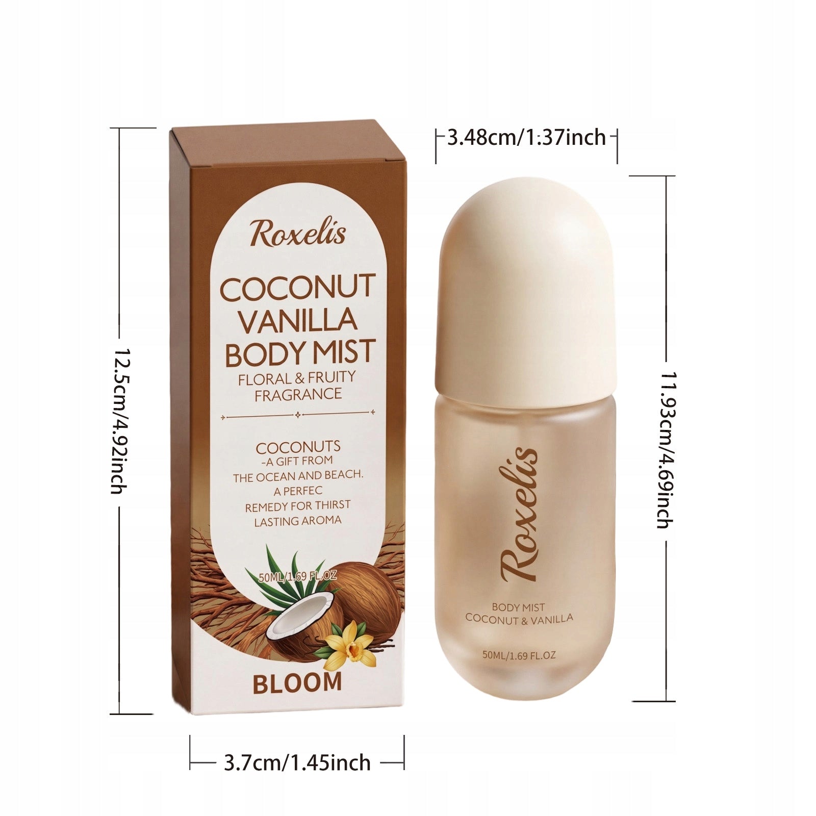 ROXELIS Coconut Vanilla Body Mist perfumy damskie 50ml spray dla kobiet Brand Roxelis