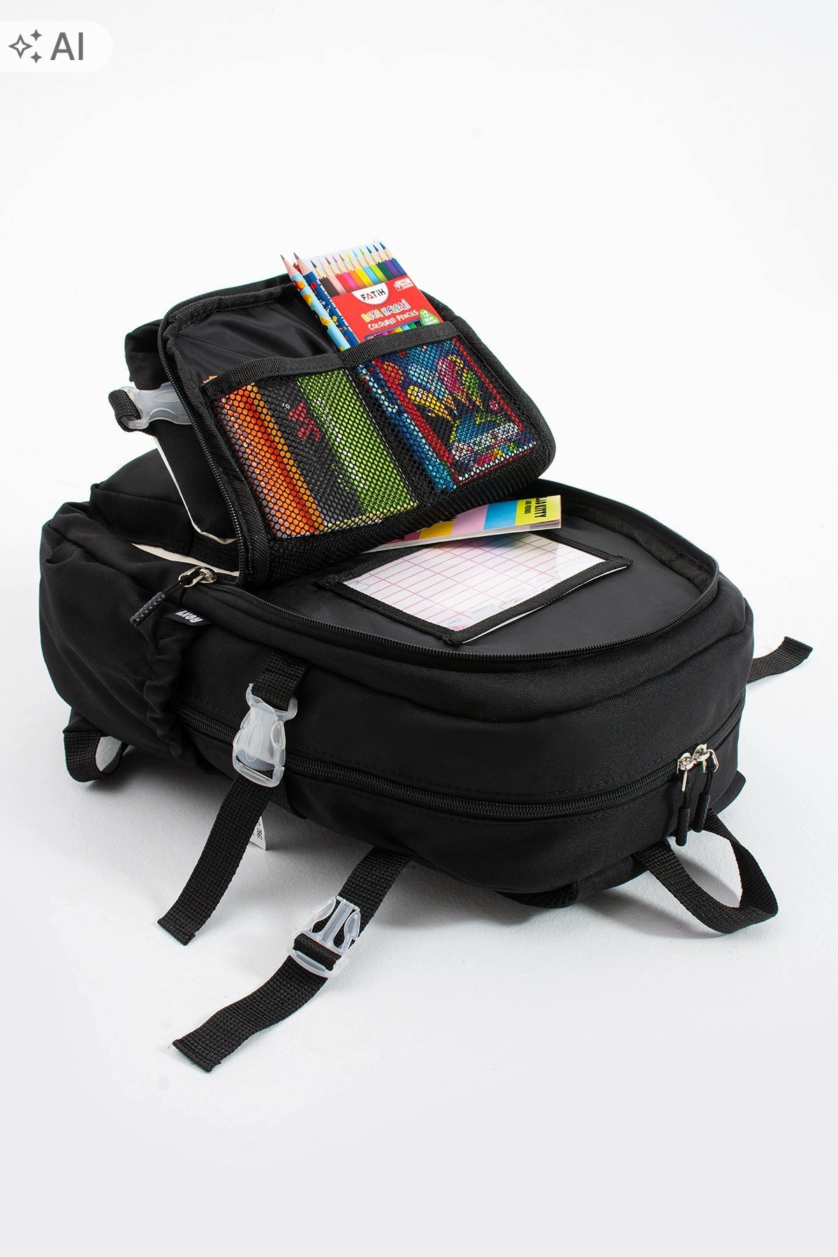 ROXY BLACK MULTI-CHAMBER SCHOOL BACKPACK WITH 5IA TEDDY BEAR Brand Roxy